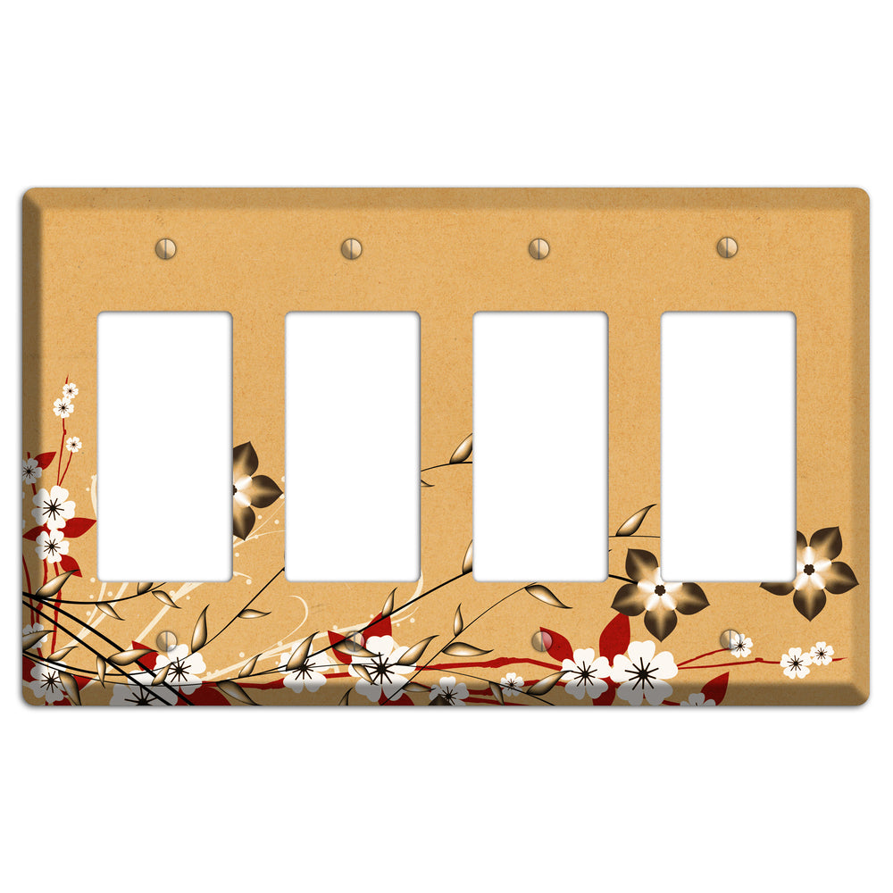 Delicate Red Flowers 2 4 Rocker Wallplate