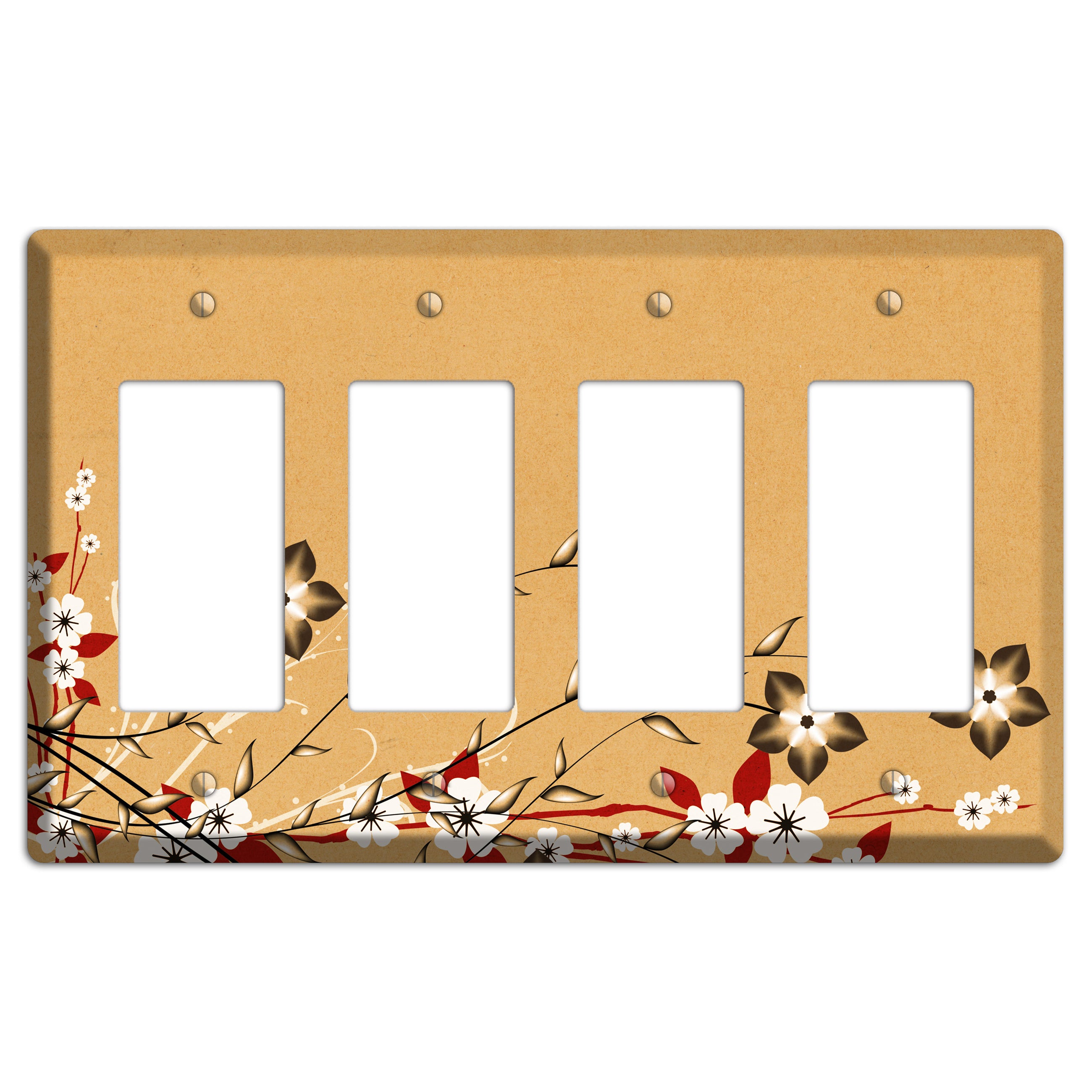 Delicate Red Flowers 2 4 Rocker Wallplate