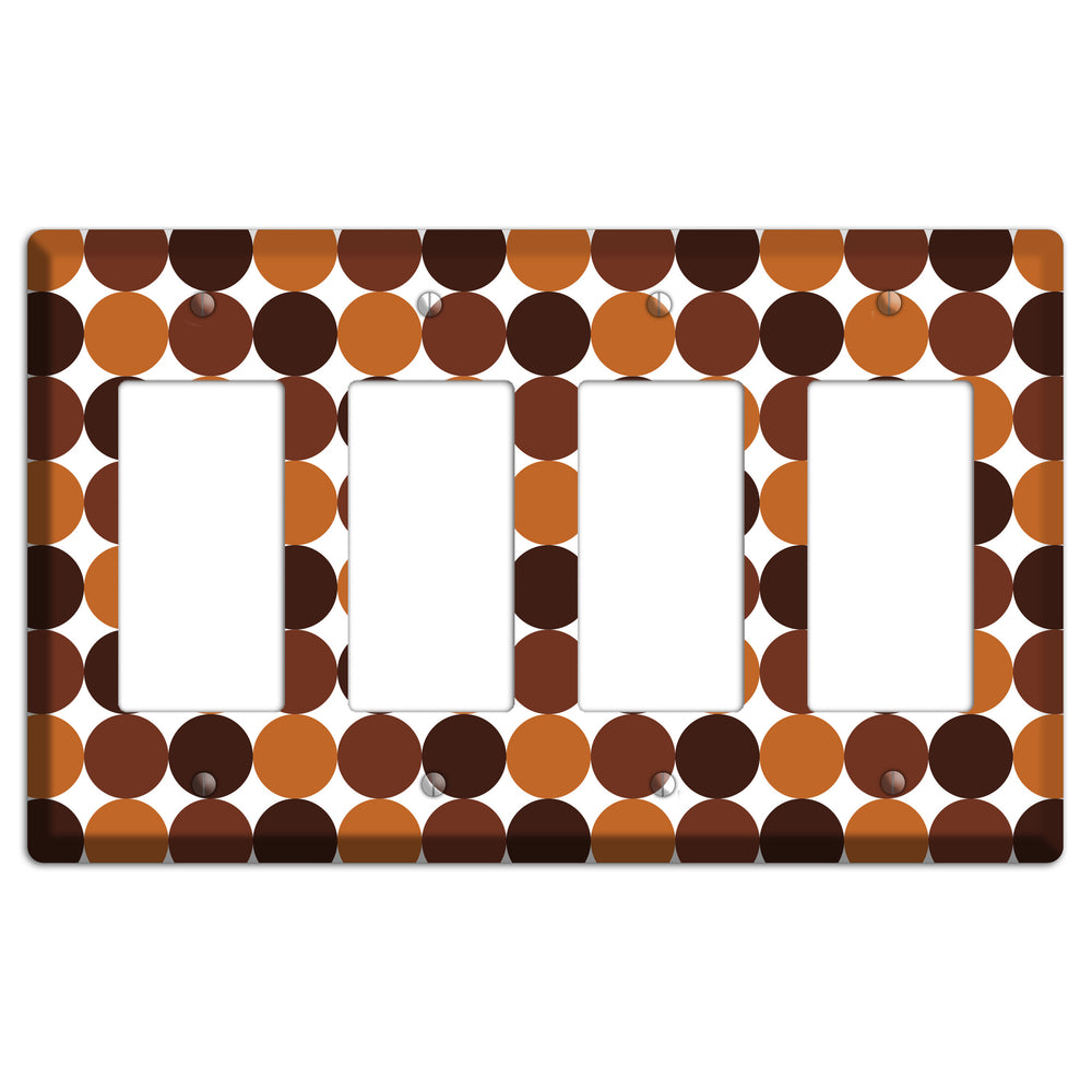 Multi Brown Tiled Dots 4 Rocker Wallplate