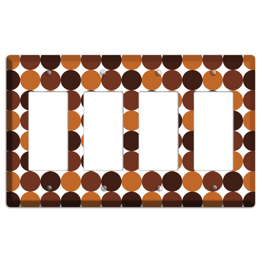 Multi Brown Tiled Dots 4 Rocker Wallplate