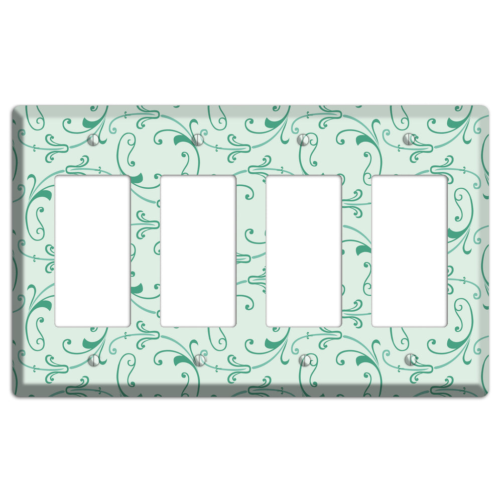 Aqua Victorian Sprig 4 Rocker Wallplate