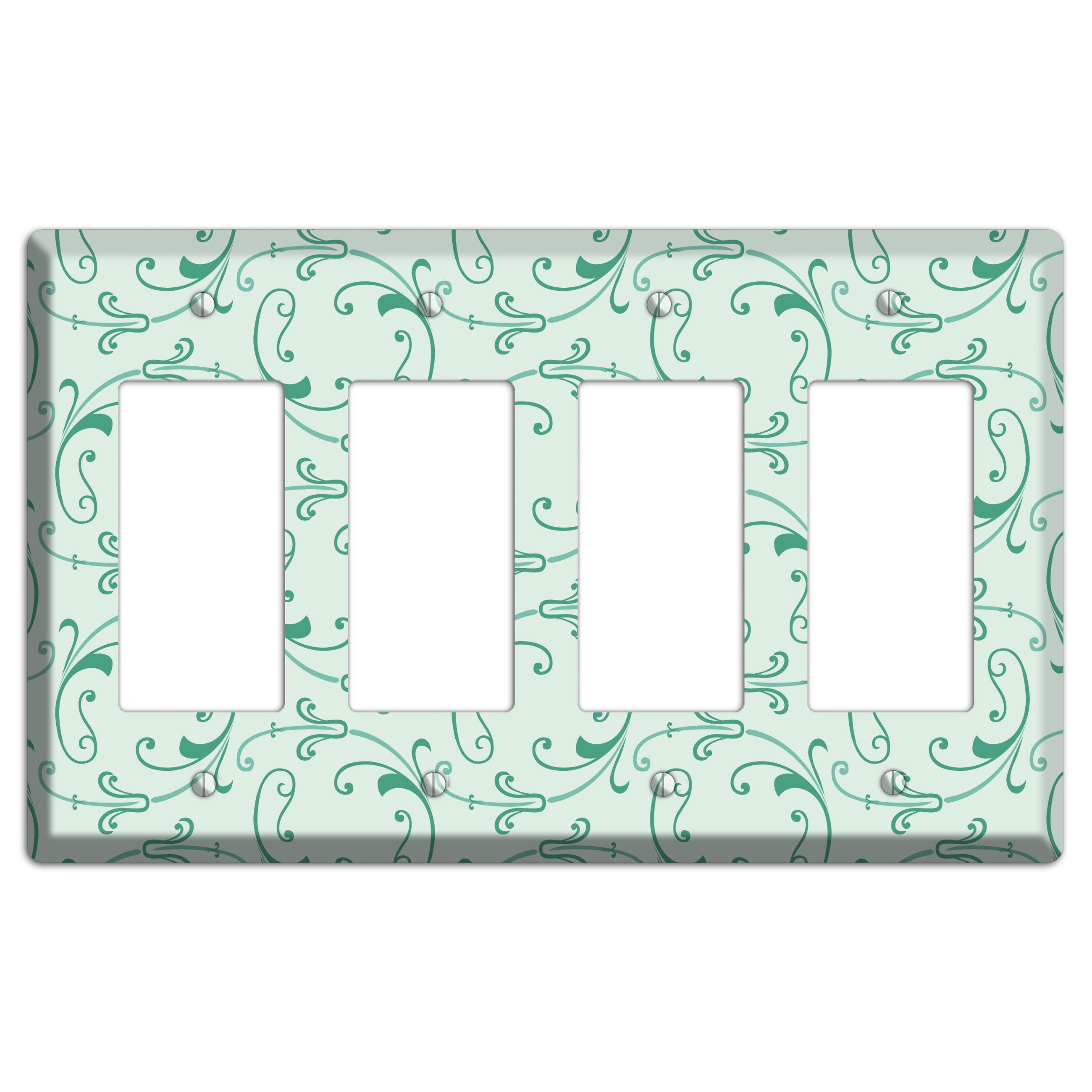 Aqua Victorian Sprig 4 Rocker Wallplate