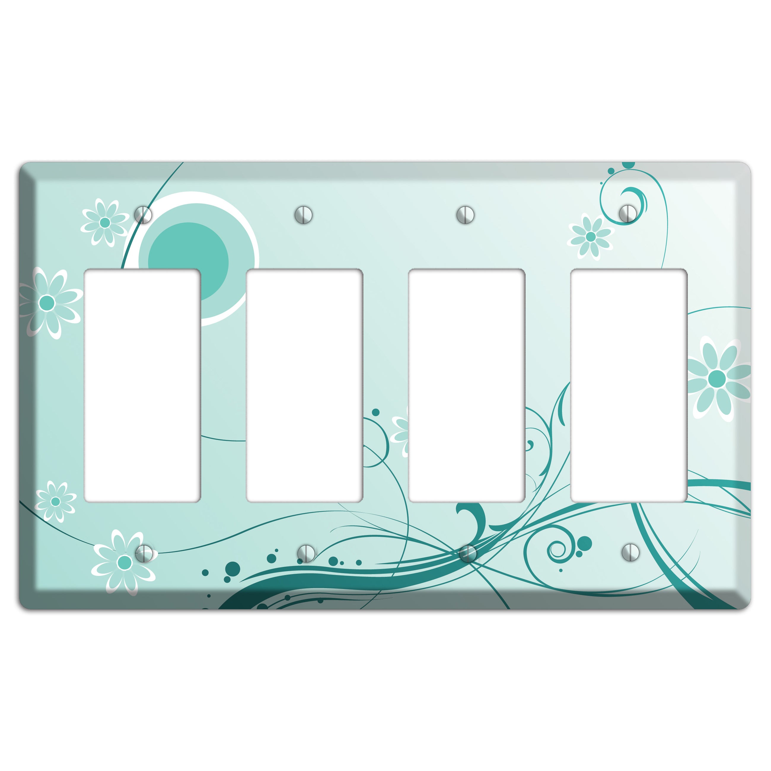 Light Green Floral 4 Rocker Wallplate