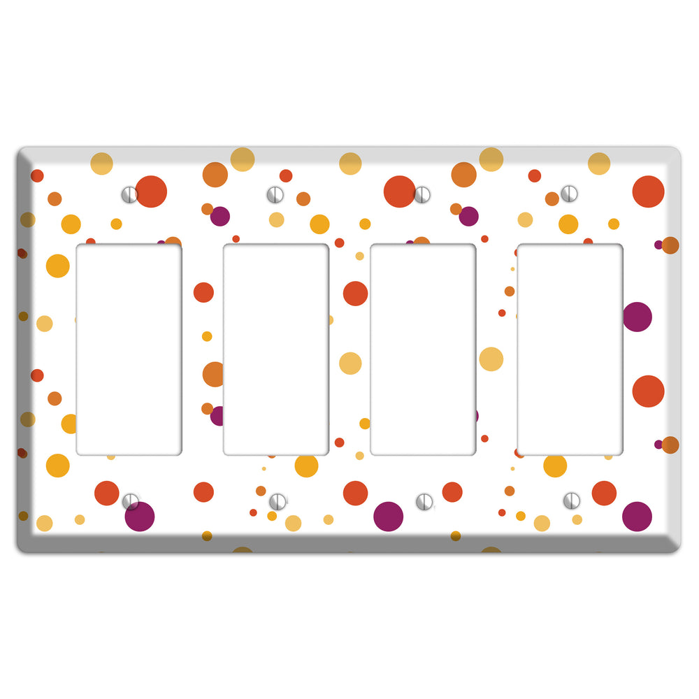 White with Multi Red and Umber Small Dots 4 Rocker Wallplate