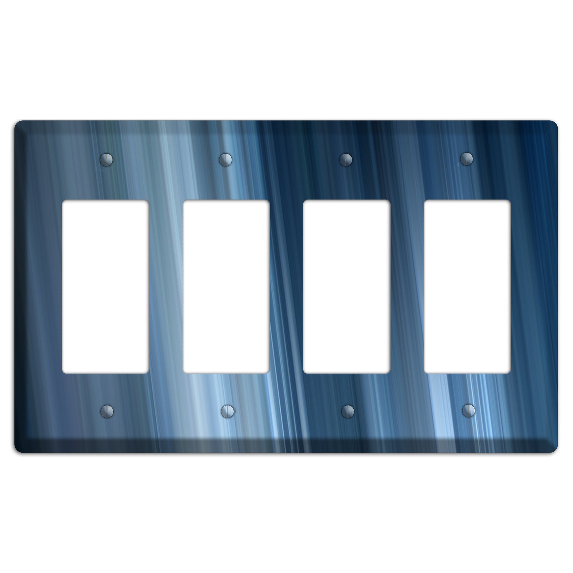Brushed Blue Stripes 4 Rocker Wallplate