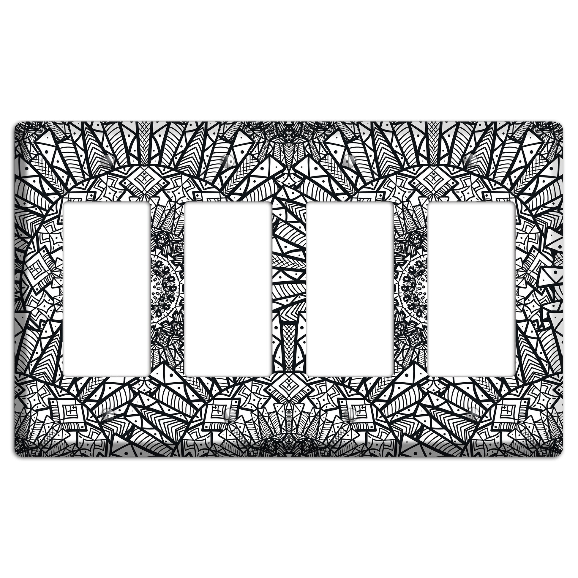 Mandala Black and White Style X Cover Plates 4 Rocker Wallplate