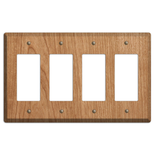 Unfinished Cherry Wood Four rocker Switchplate