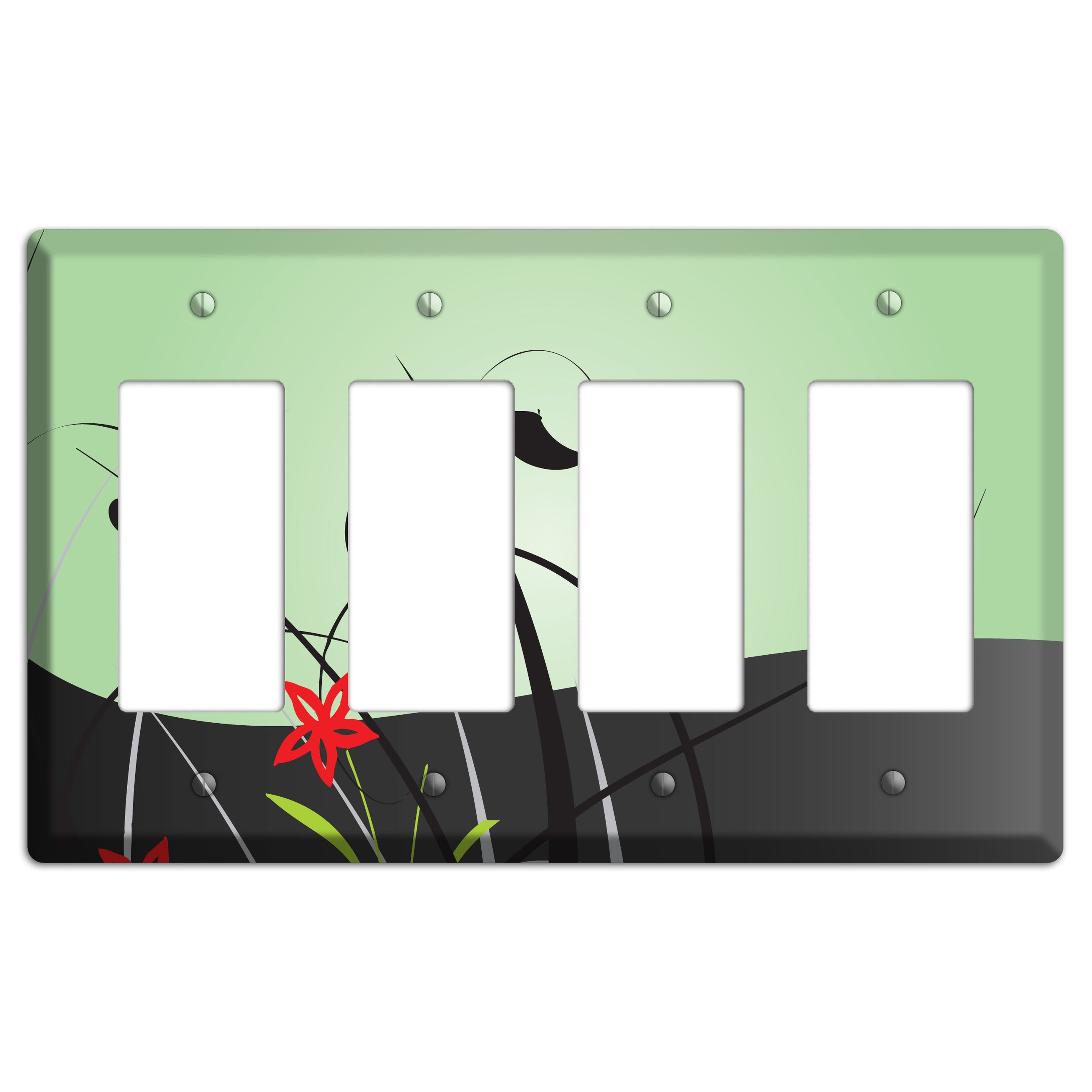 Mint Green Floral Sprig 4 Rocker Wallplate