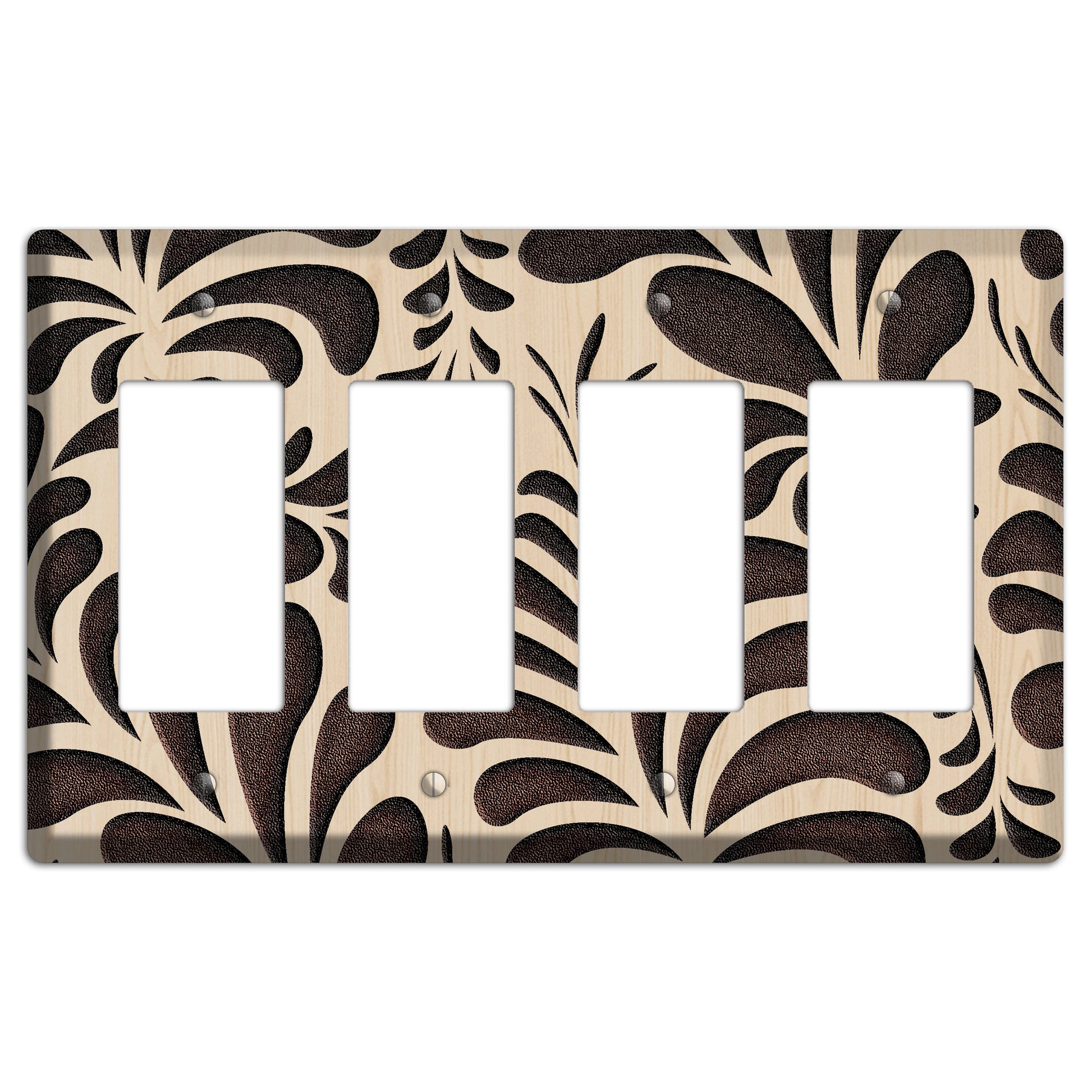 Herati Wood Lasered 4 Rocker Wallplate