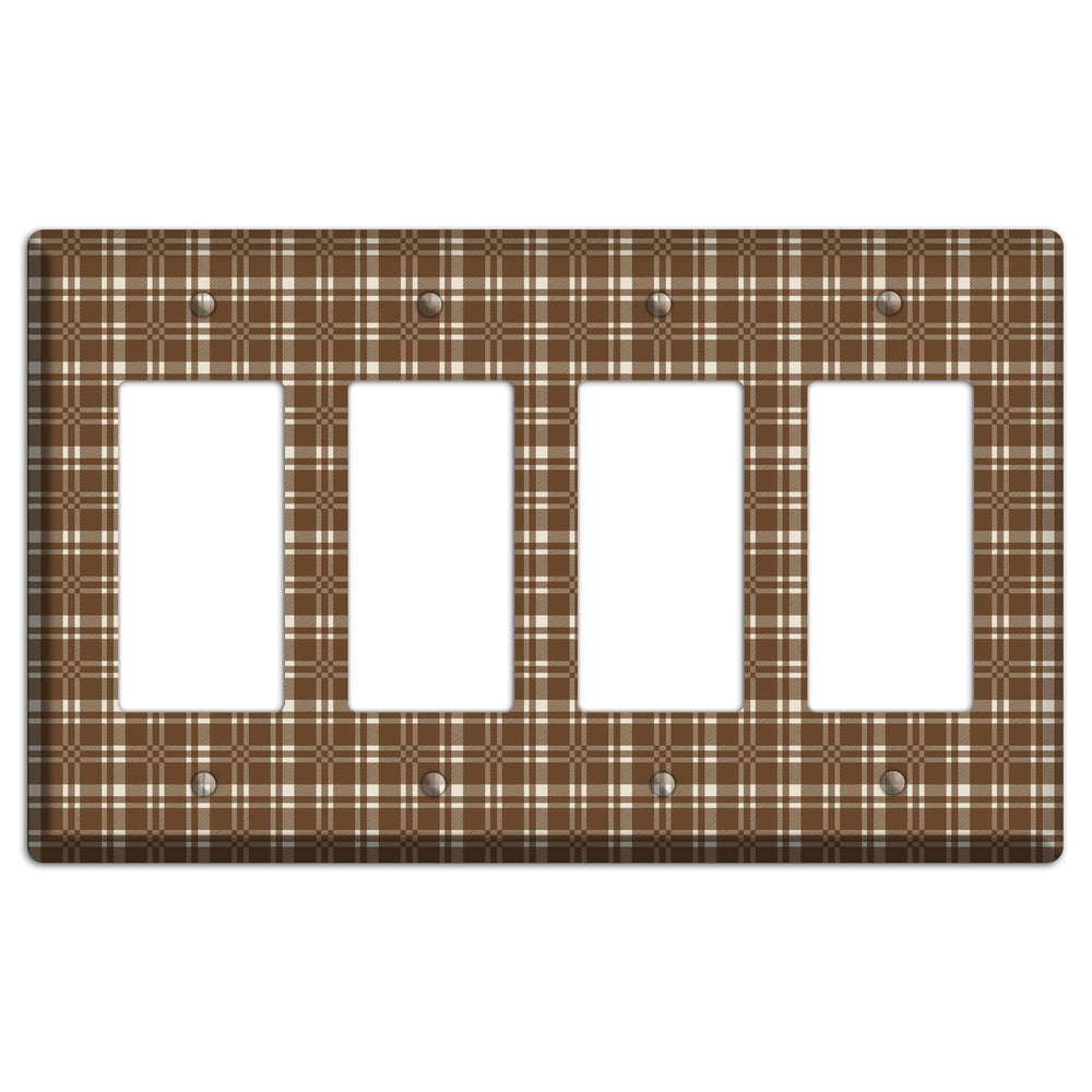 Medium Brown Plaid 4 Rocker Wallplate