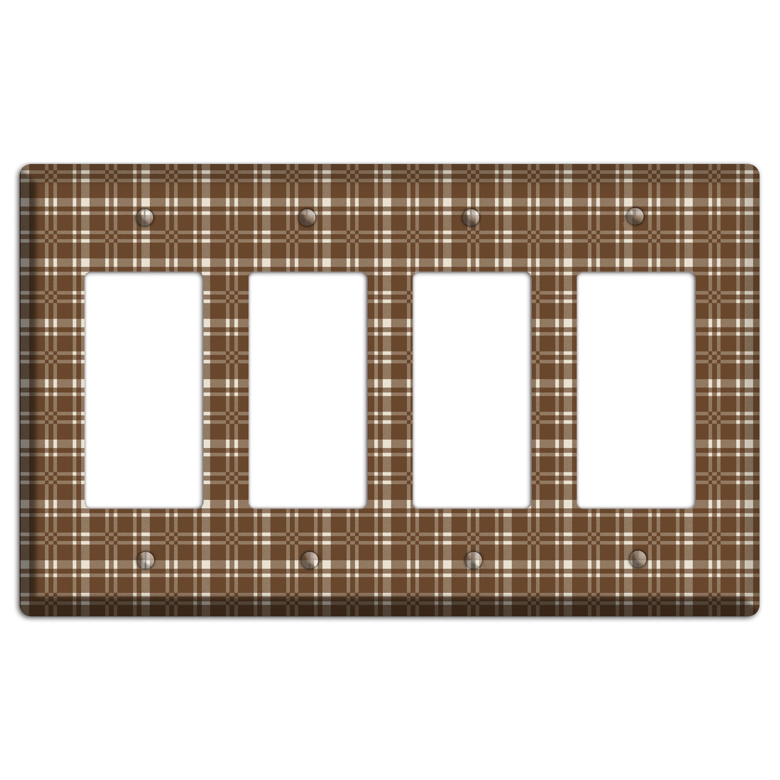 Medium Brown Plaid 4 Rocker Wallplate