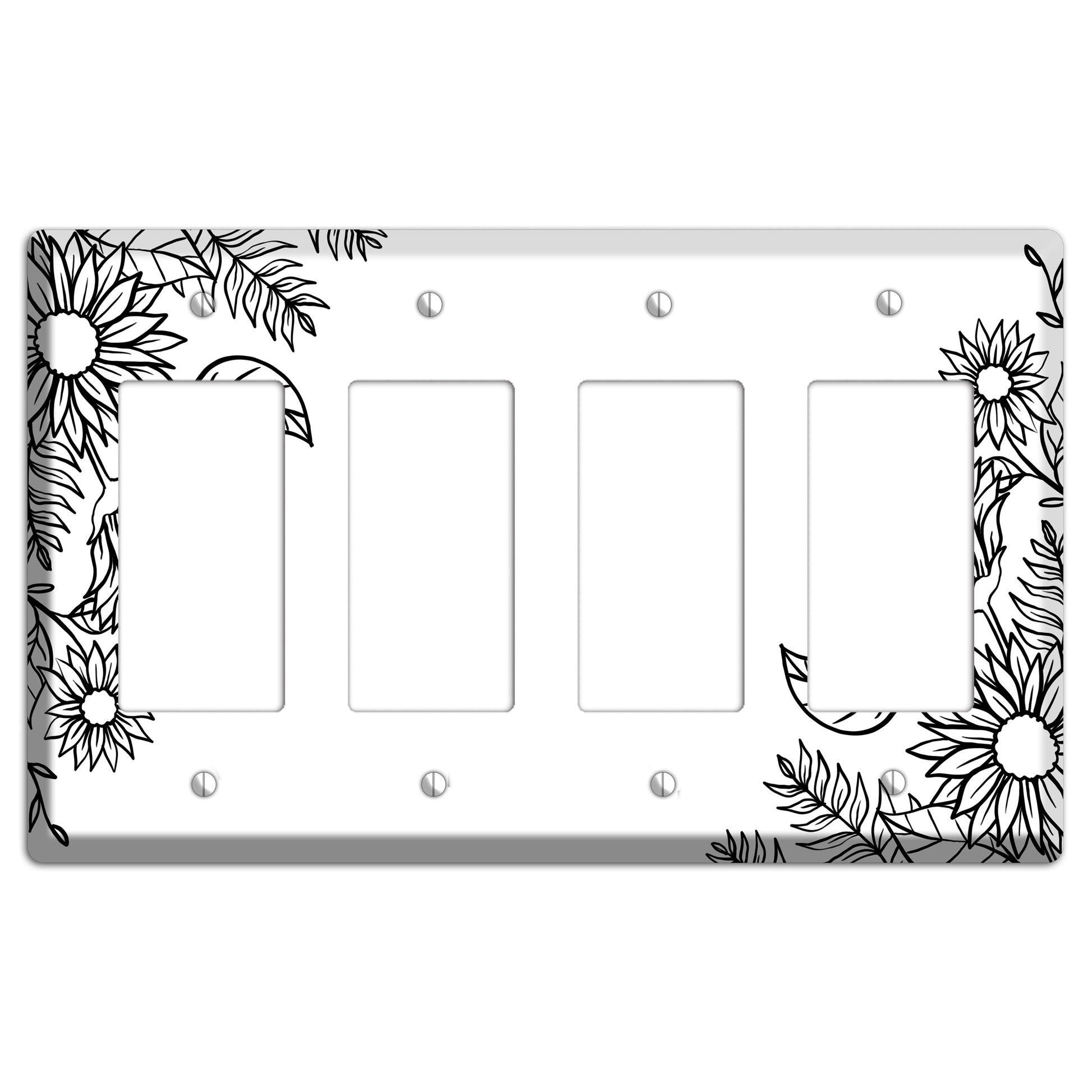 Hand-Drawn Floral 5 4 Rocker Wallplate