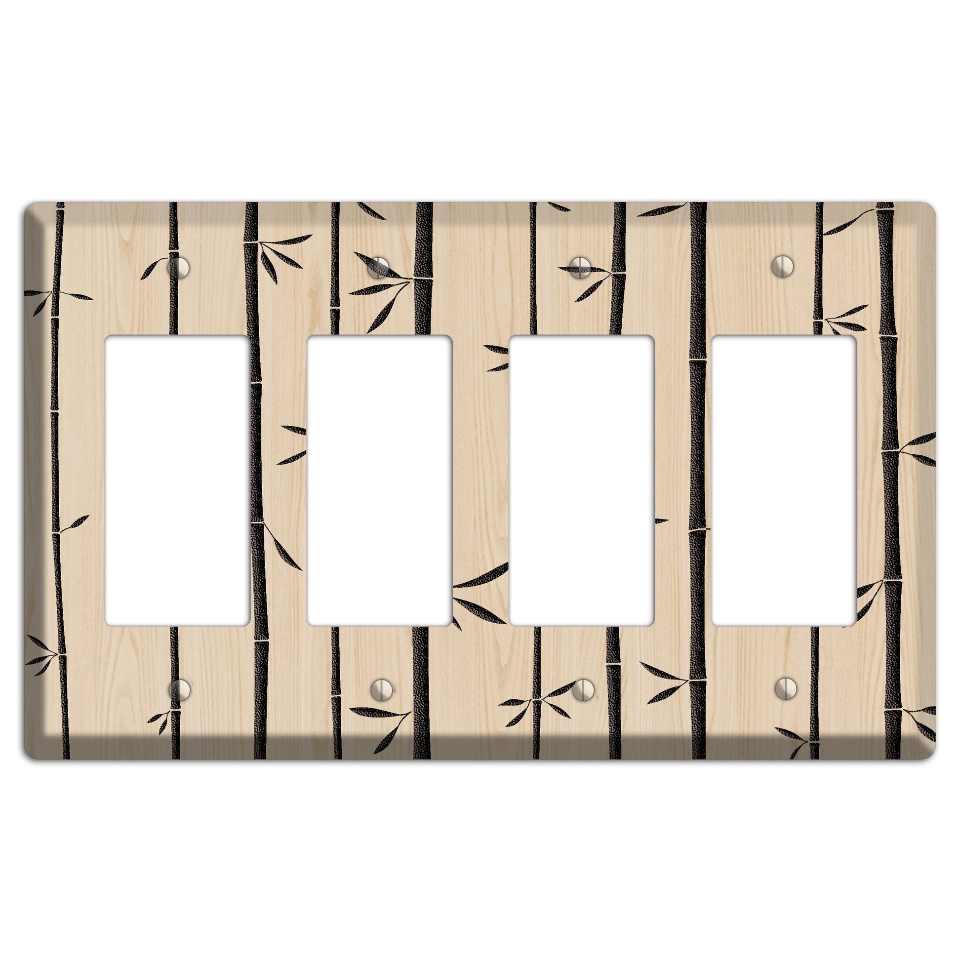 Bamboo Wood Lasered 4 Rocker Wallplate