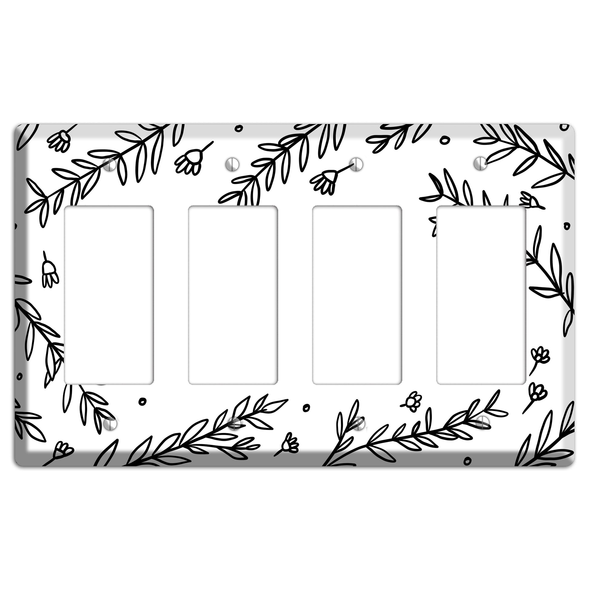 Hand-Drawn Floral 37 4 Rocker Wallplate