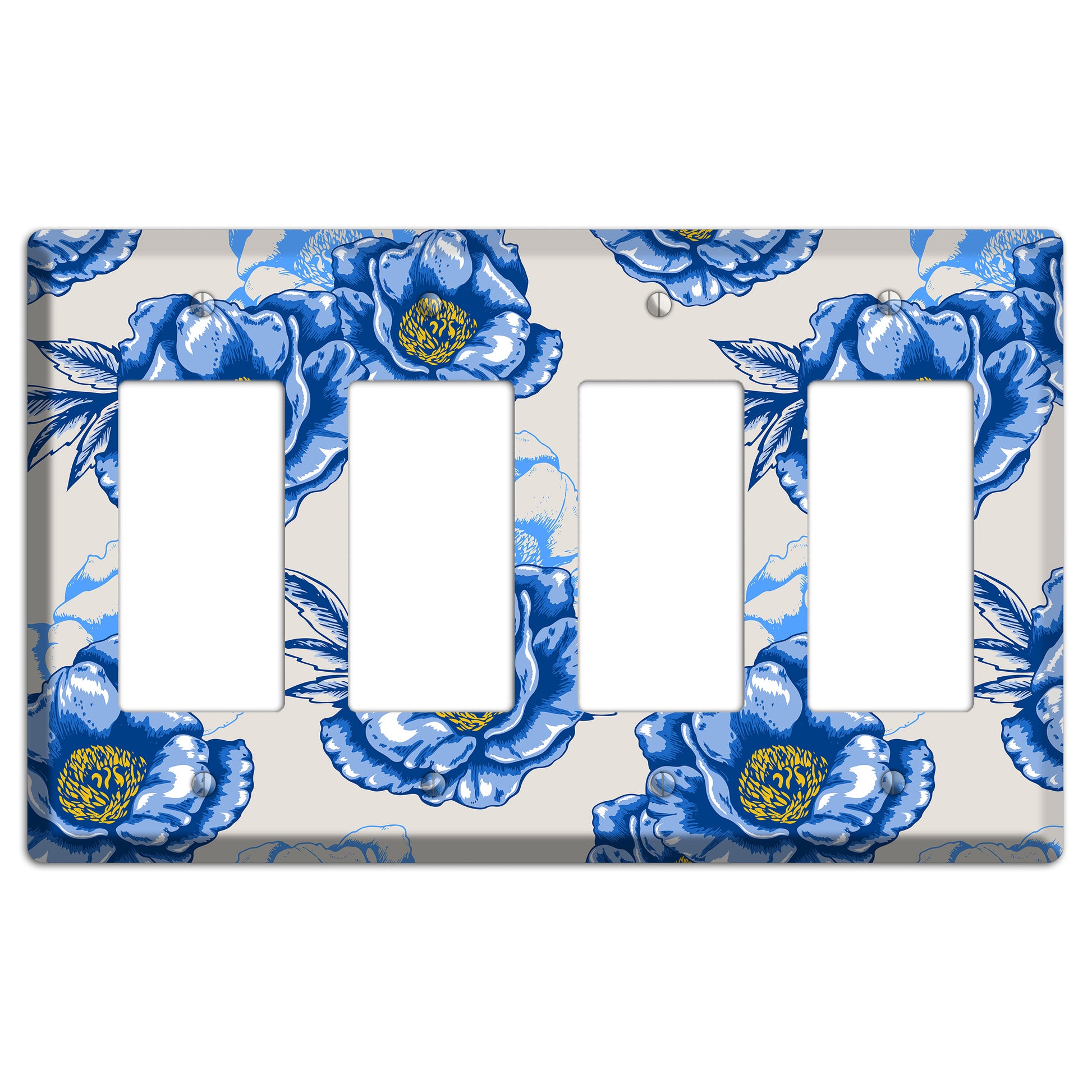 Blue Peony 4 Rocker Wallplate