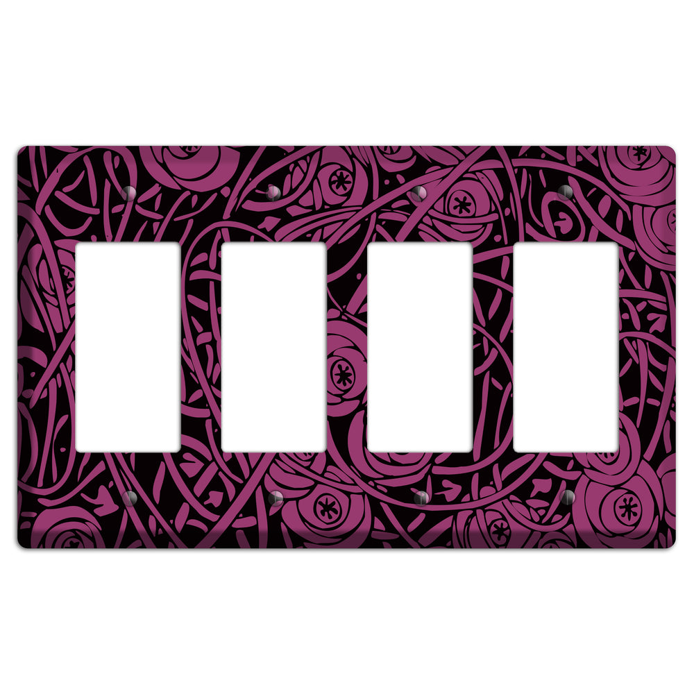Fuschia Deco Floral 4 Rocker Wallplate