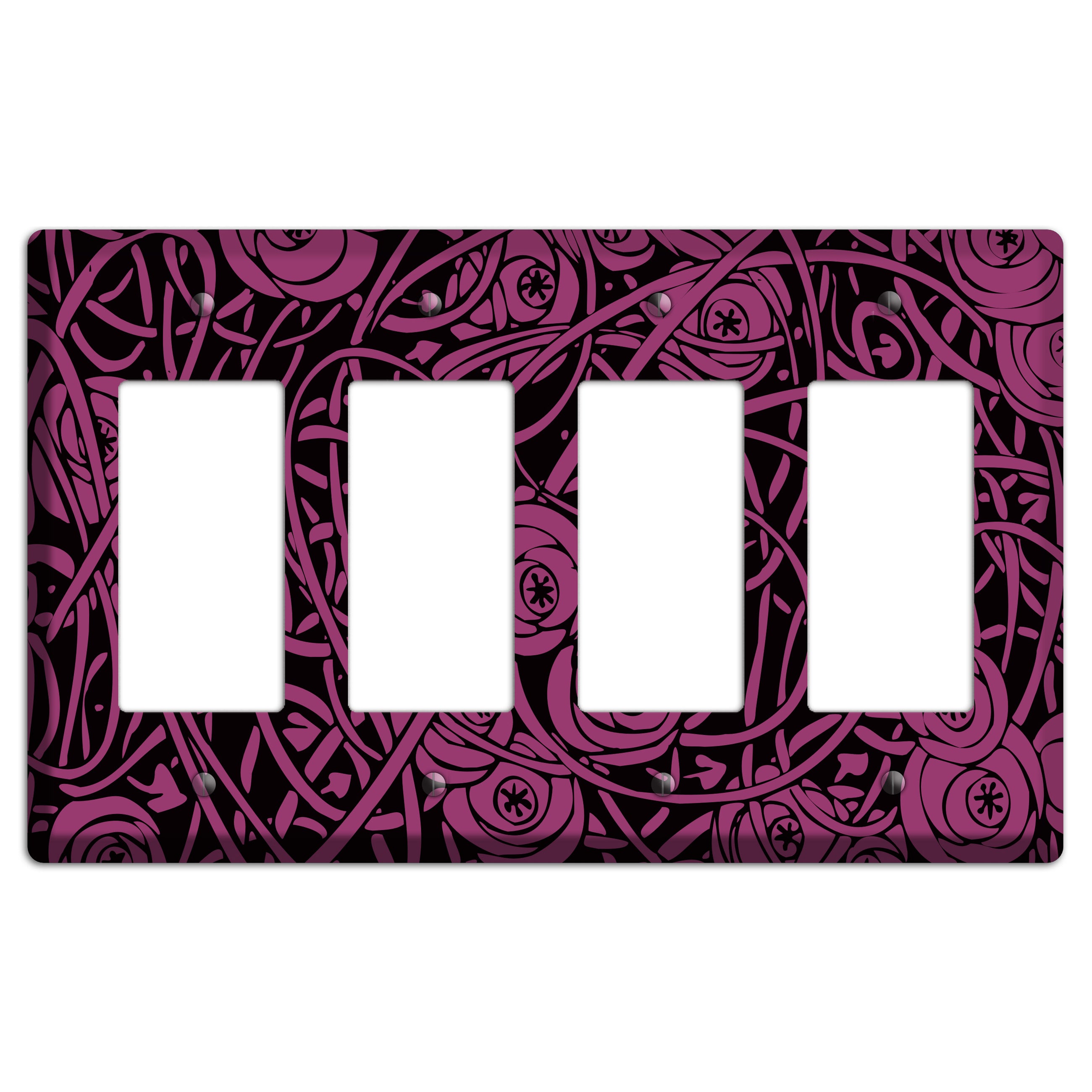 Fuschia Deco Floral 4 Rocker Wallplate