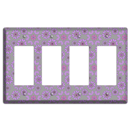 Grey with Purple Retro Suzani 4 Rocker Wallplate