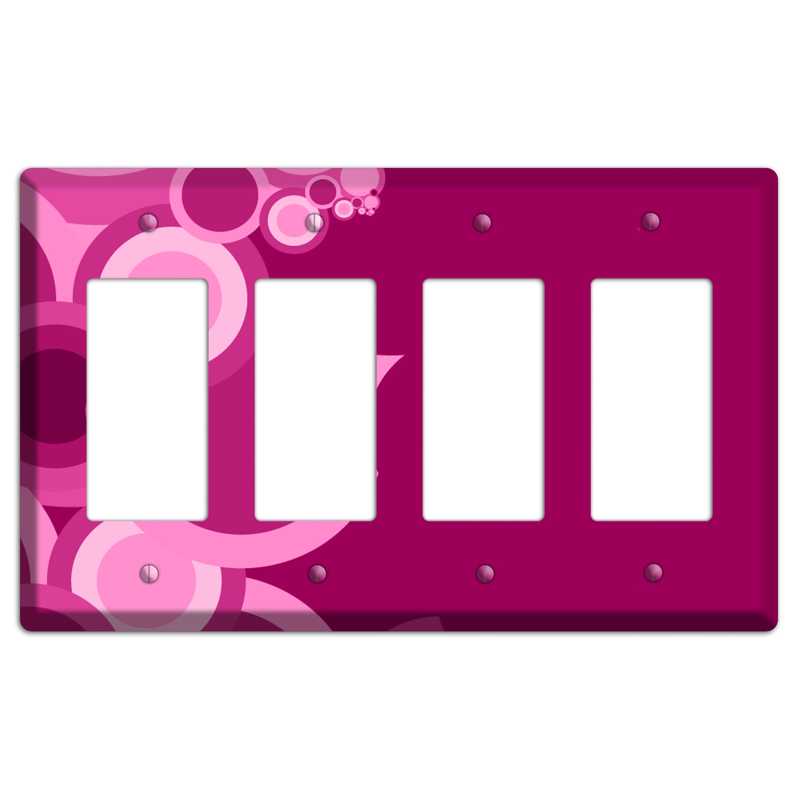 Pink and Fuschia Circles 4 Rocker Wallplate