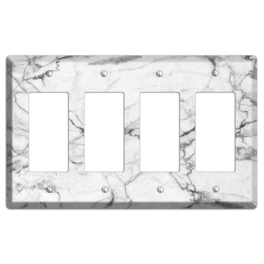 White and Gray Marble 4 Rocker Wallplate