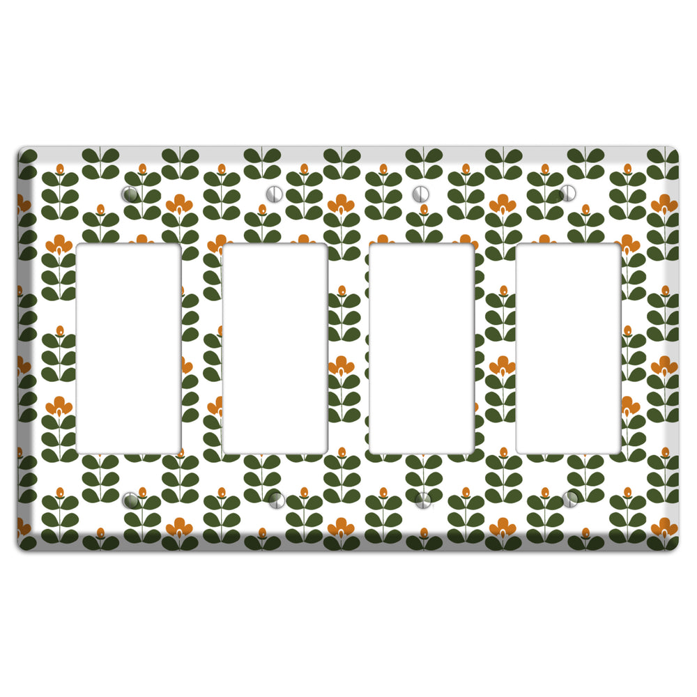 Umber Deco Floral Half Drop 4 Rocker Wallplate