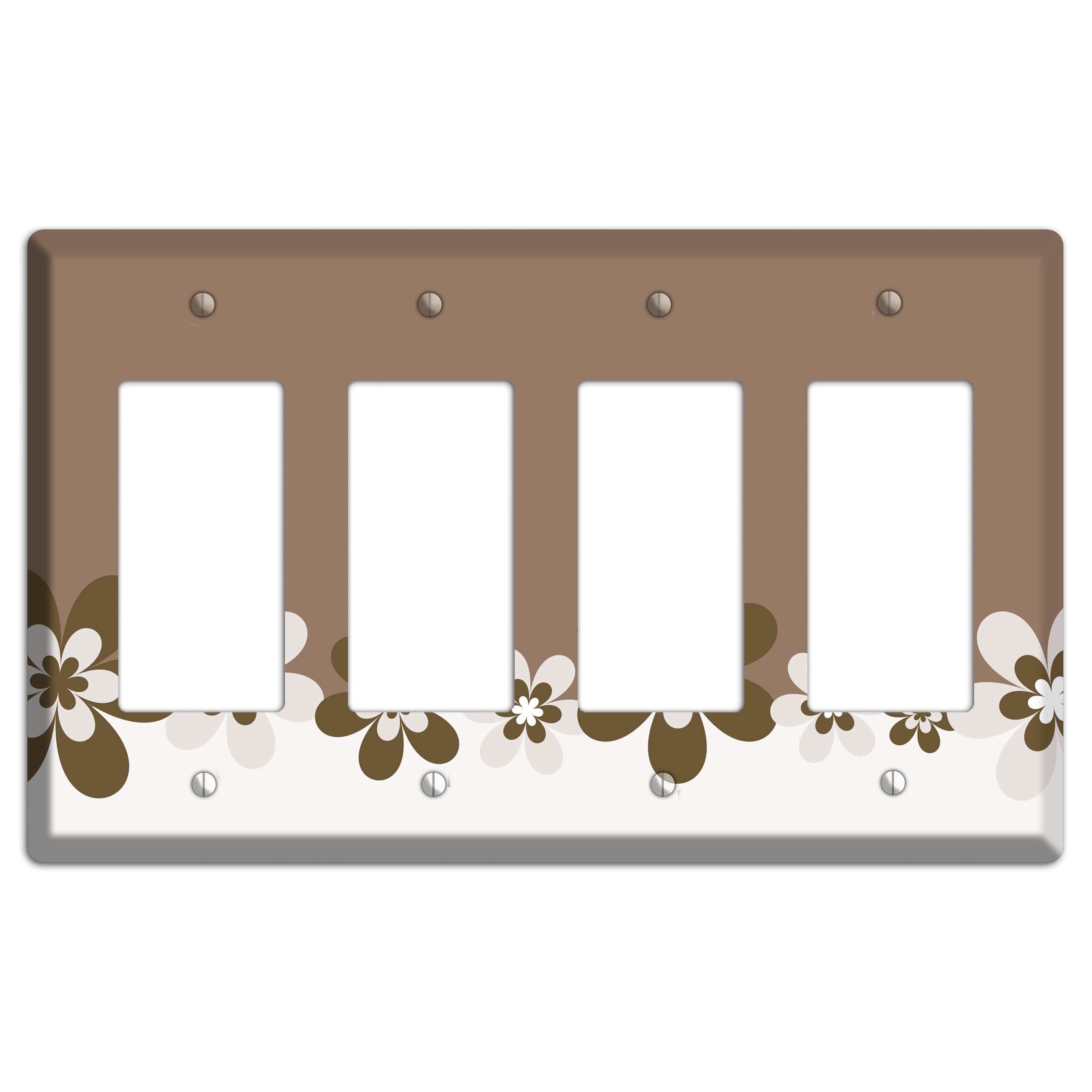 Brown Hippie Flowers 4 Rocker Wallplate
