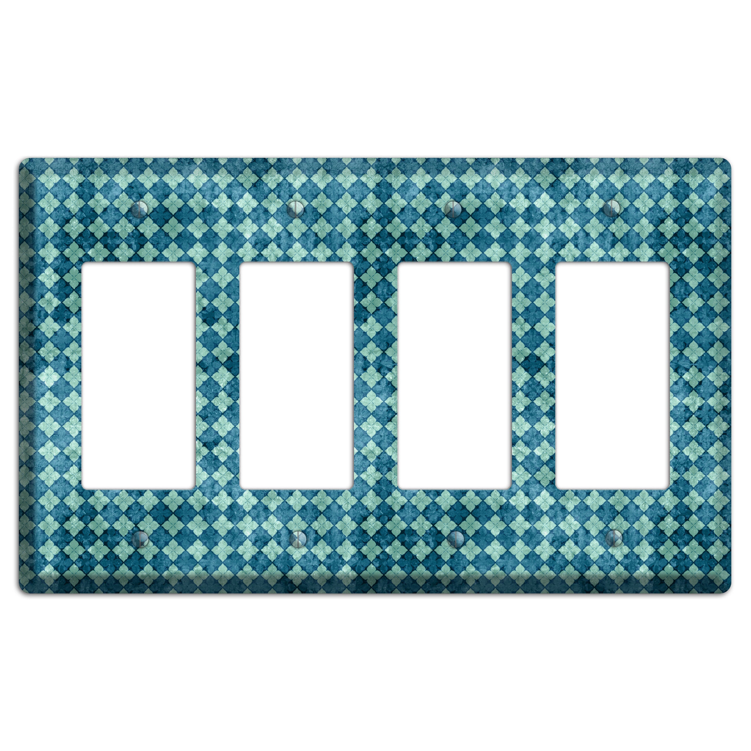 Turquoise Grunge Diamond 4 Rocker Wallplate