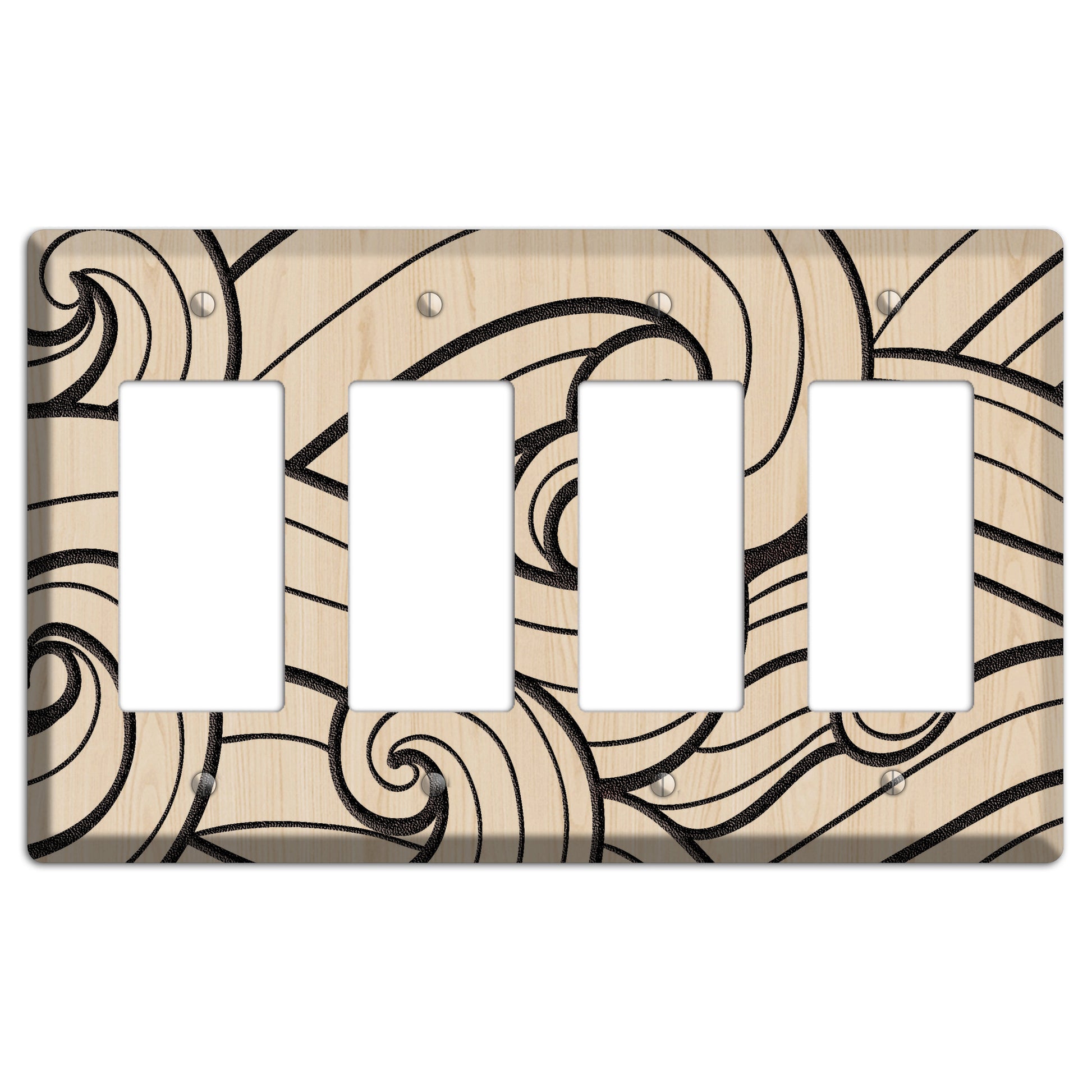 Abstract Curl Wood Lasered 4 Rocker Wallplate