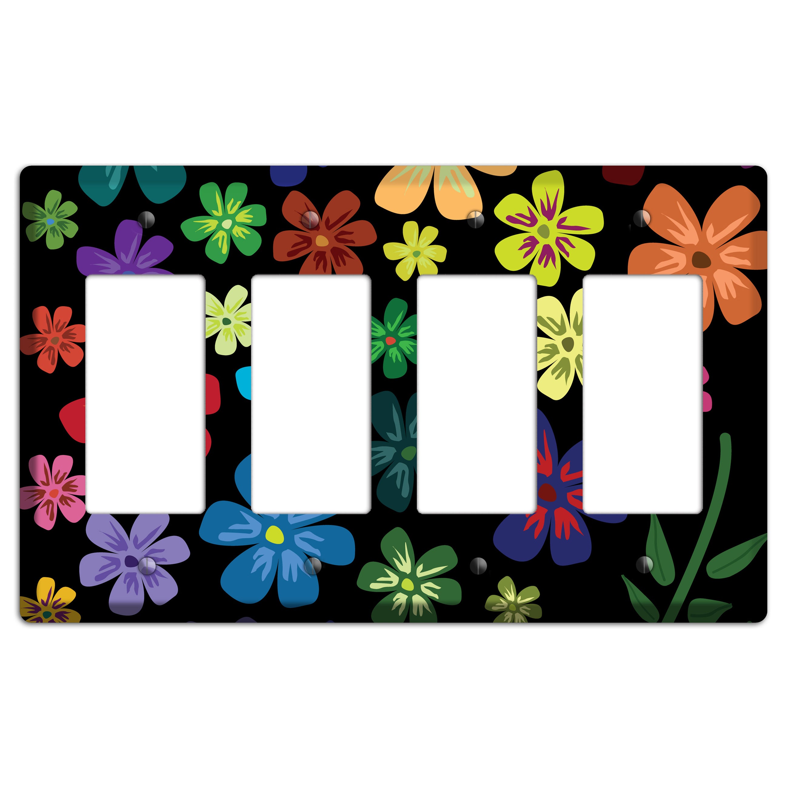 Green Flowers 4 Rocker Wallplate