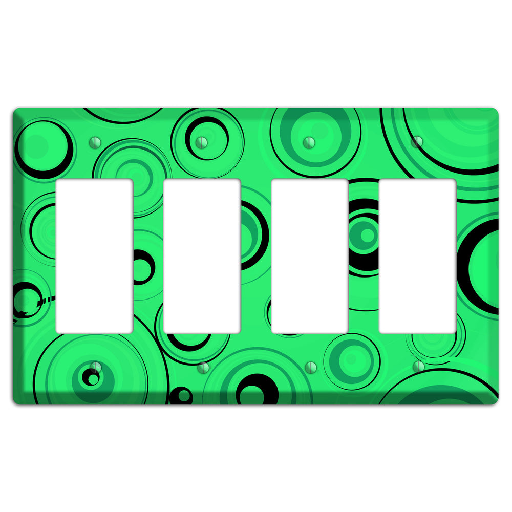 Bright Green Circles 4 Rocker Wallplate