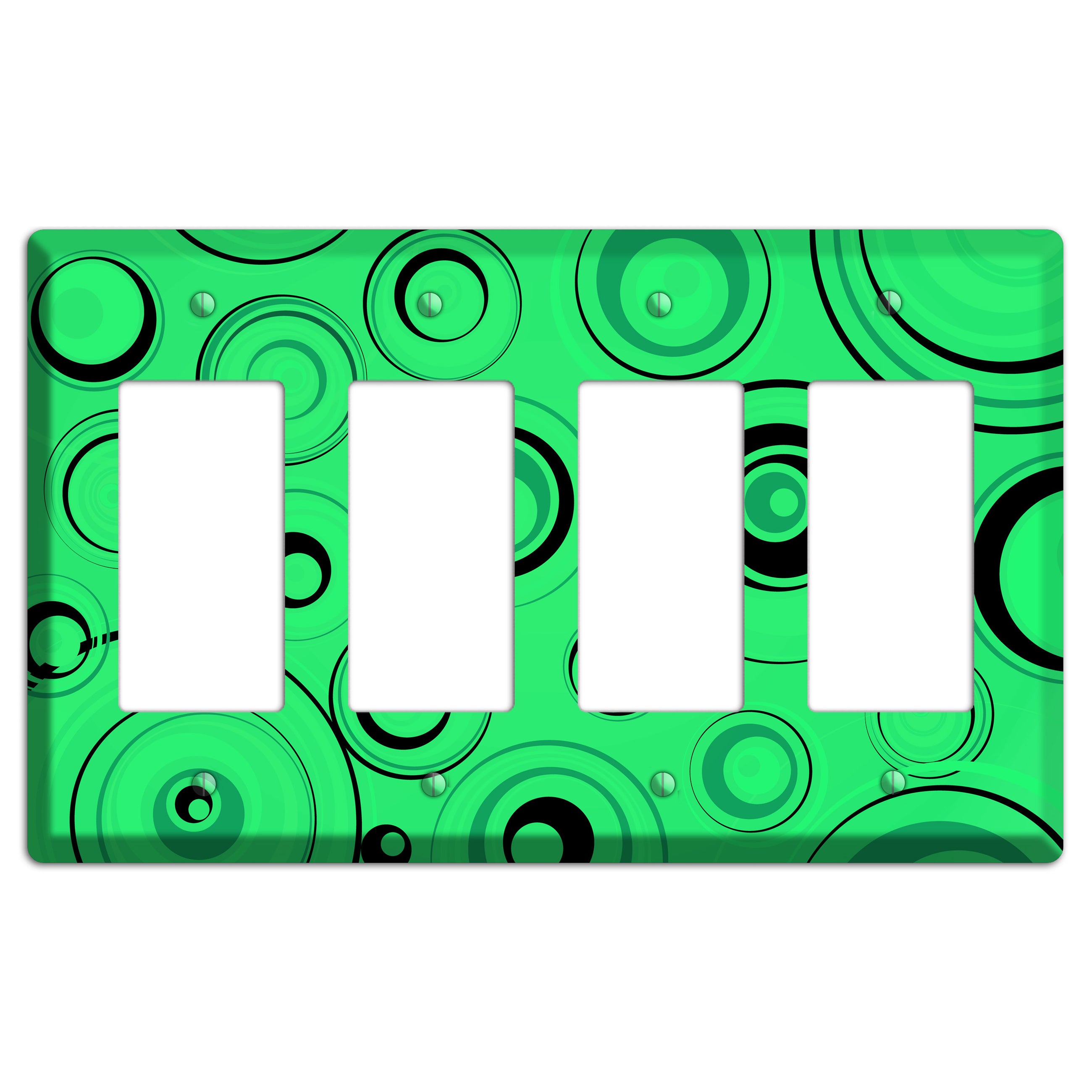 Bright Green Circles 4 Rocker Wallplate