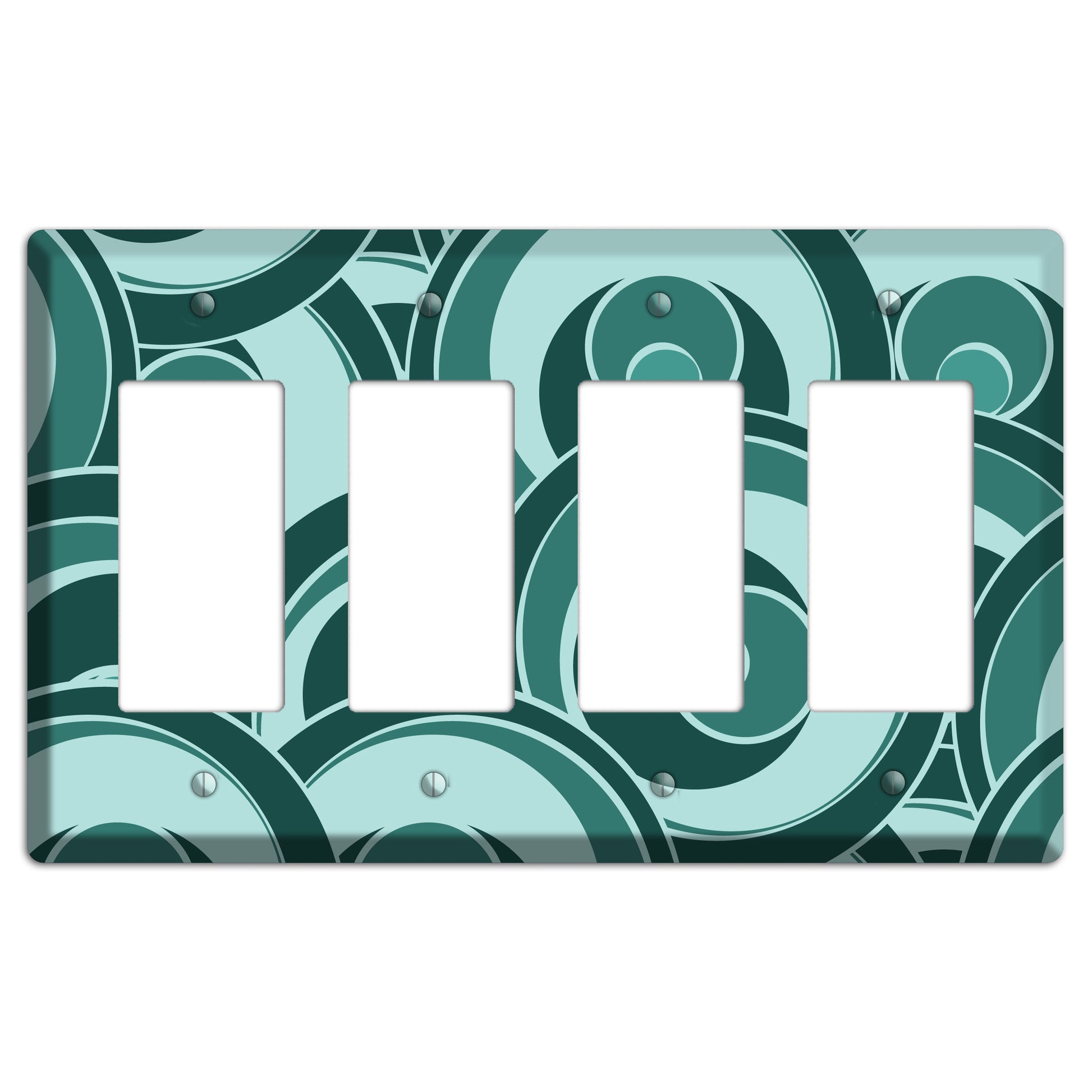Blue-green Deco Circles 4 Rocker Wallplate
