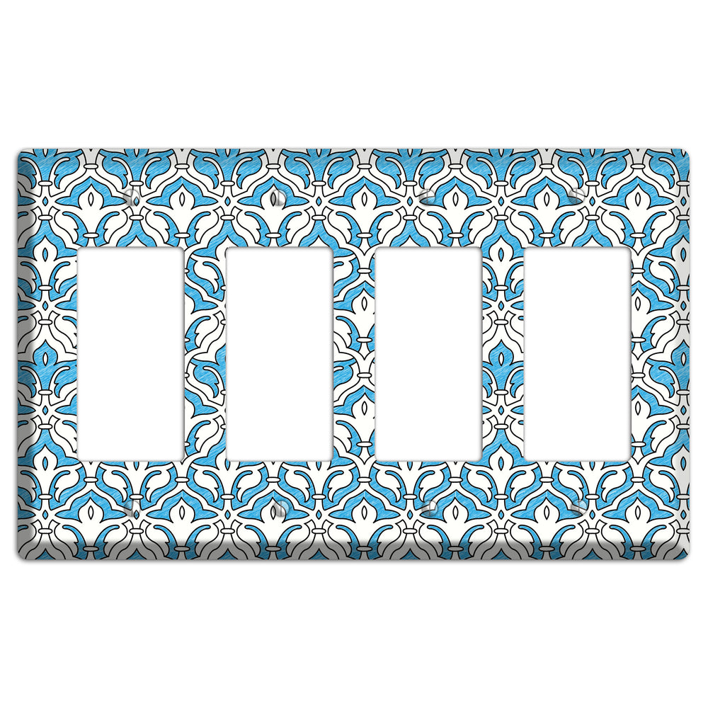 Blue Scallop Tapestry 4 Rocker Wallplate