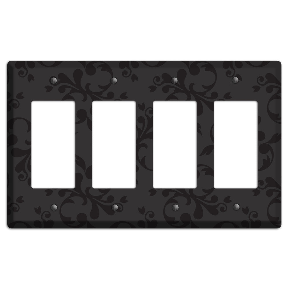 Black Victorian Toile 4 Rocker Wallplate