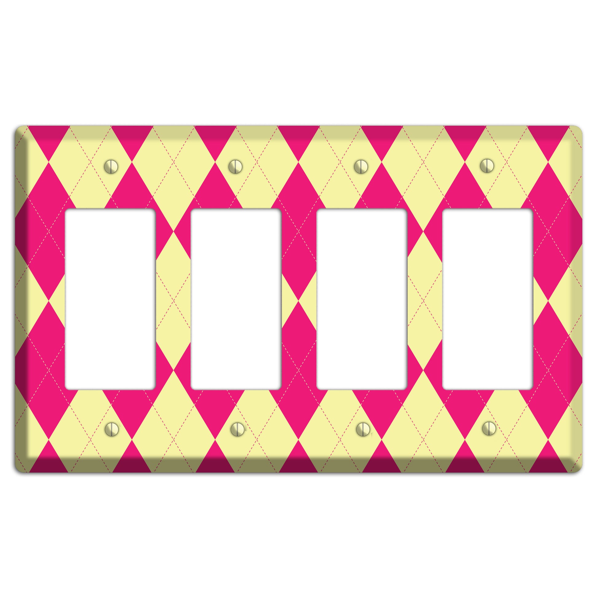 Pink and Yellow Argyle 4 Rocker Wallplate