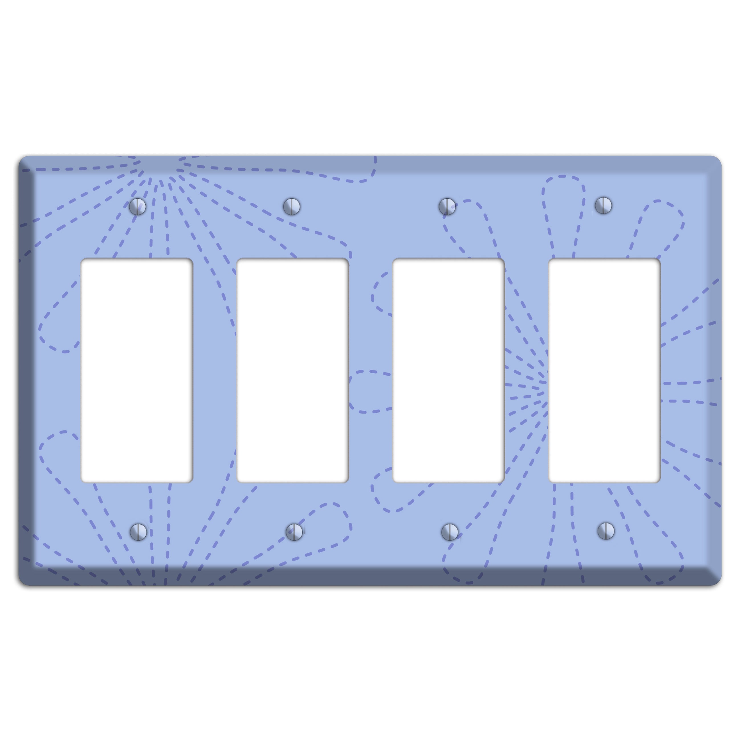 Periwinkle Retro Stipple Floral Contour 4 Rocker Wallplate