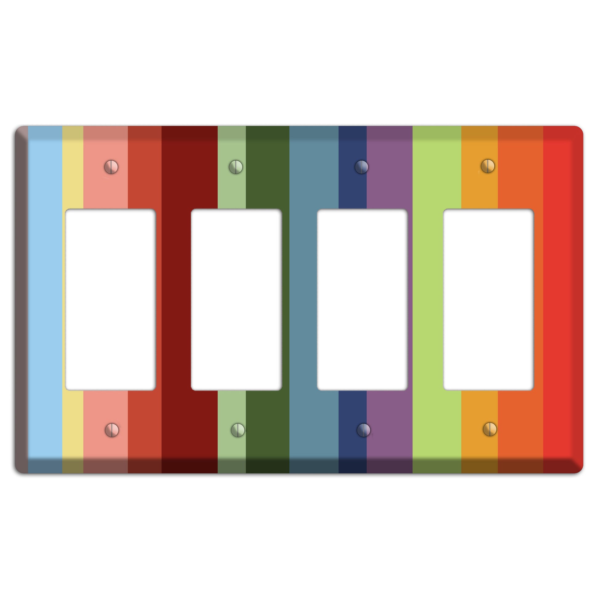Multi Pastel Vertical Stripe 4 Rocker Wallplate