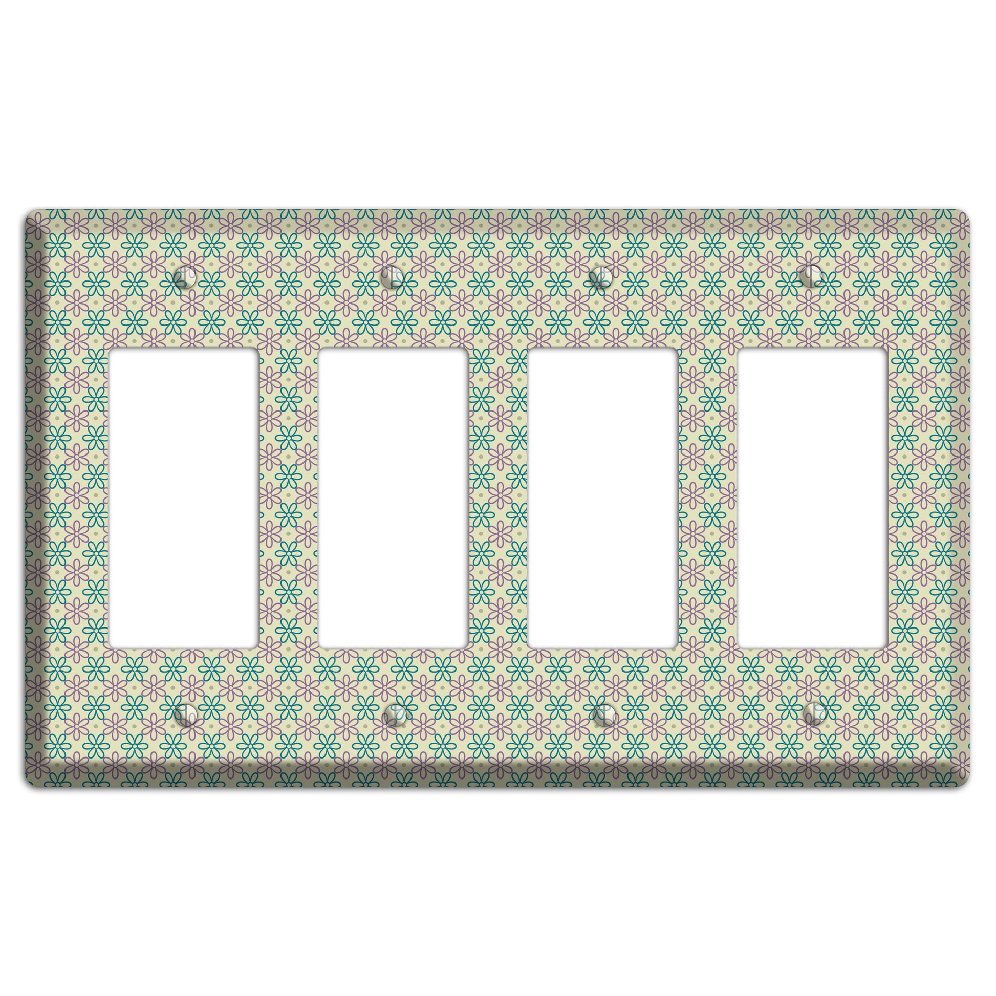 Large Green and Lavender Foulard 4 Rocker Wallplate