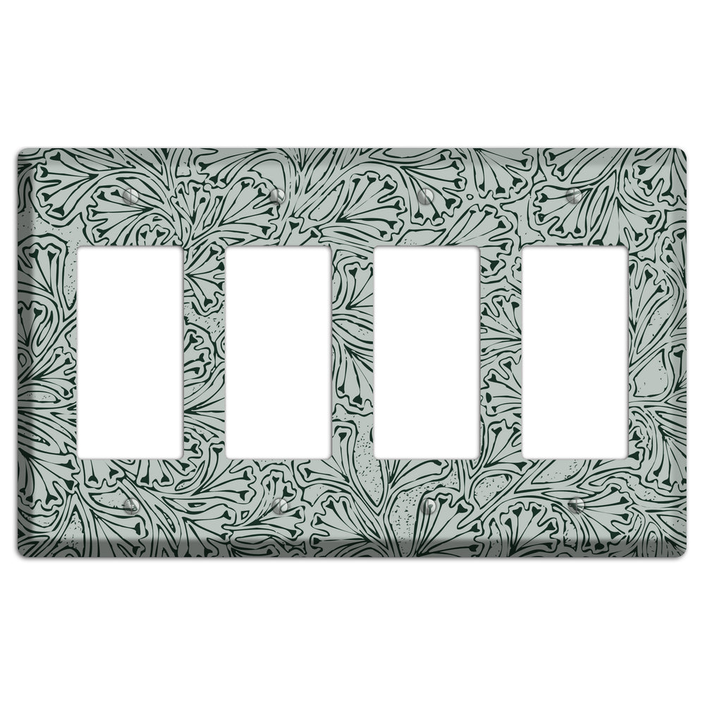 Deco Grey Interlocking Floral 4 Rocker Wallplate