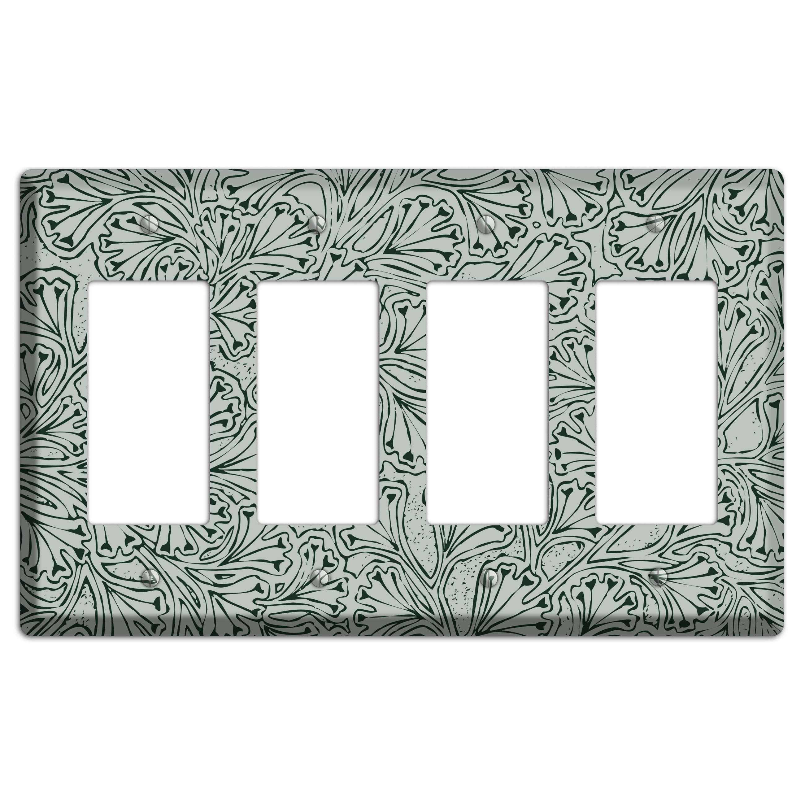 Deco Grey Interlocking Floral 4 Rocker Wallplate
