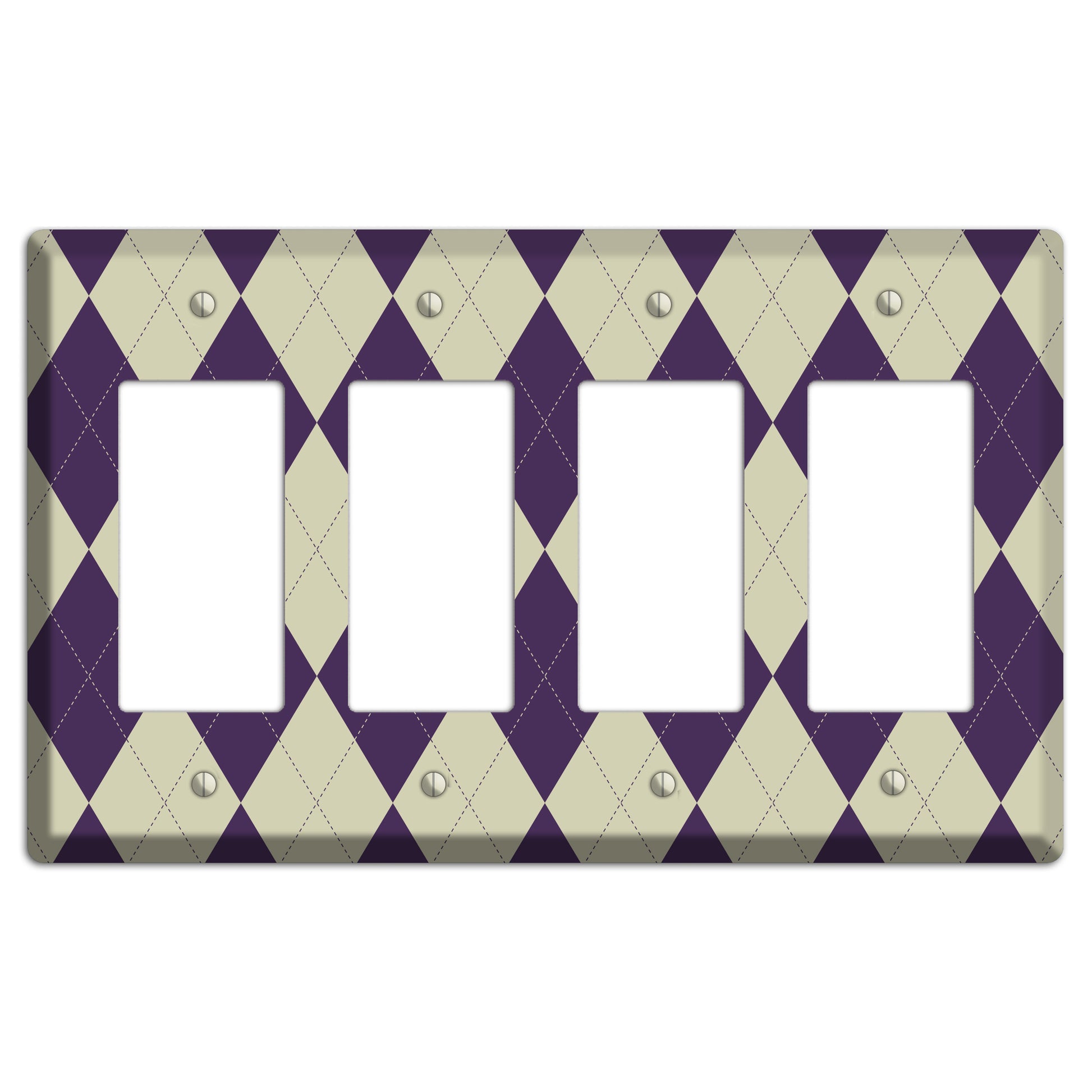 Purple and Tan Argyle 4 Rocker Wallplate