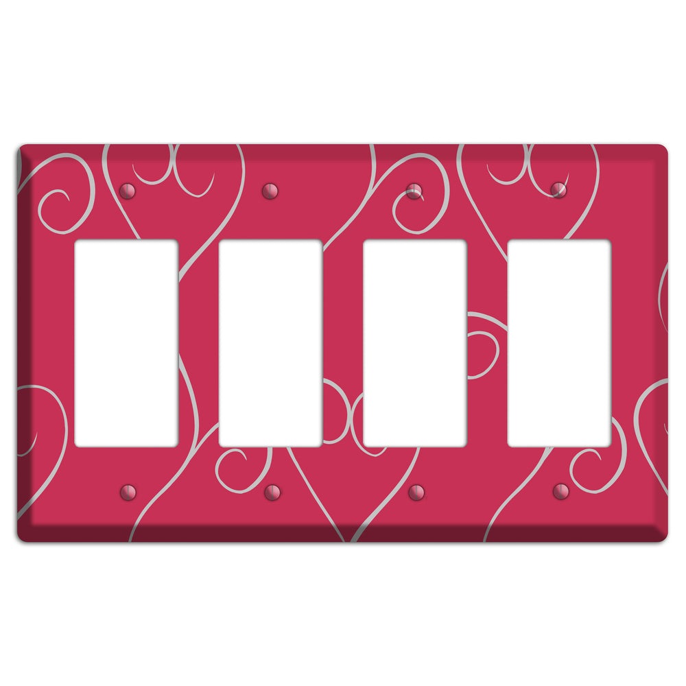 Fuschia Scroll Heart 4 Rocker Wallplate