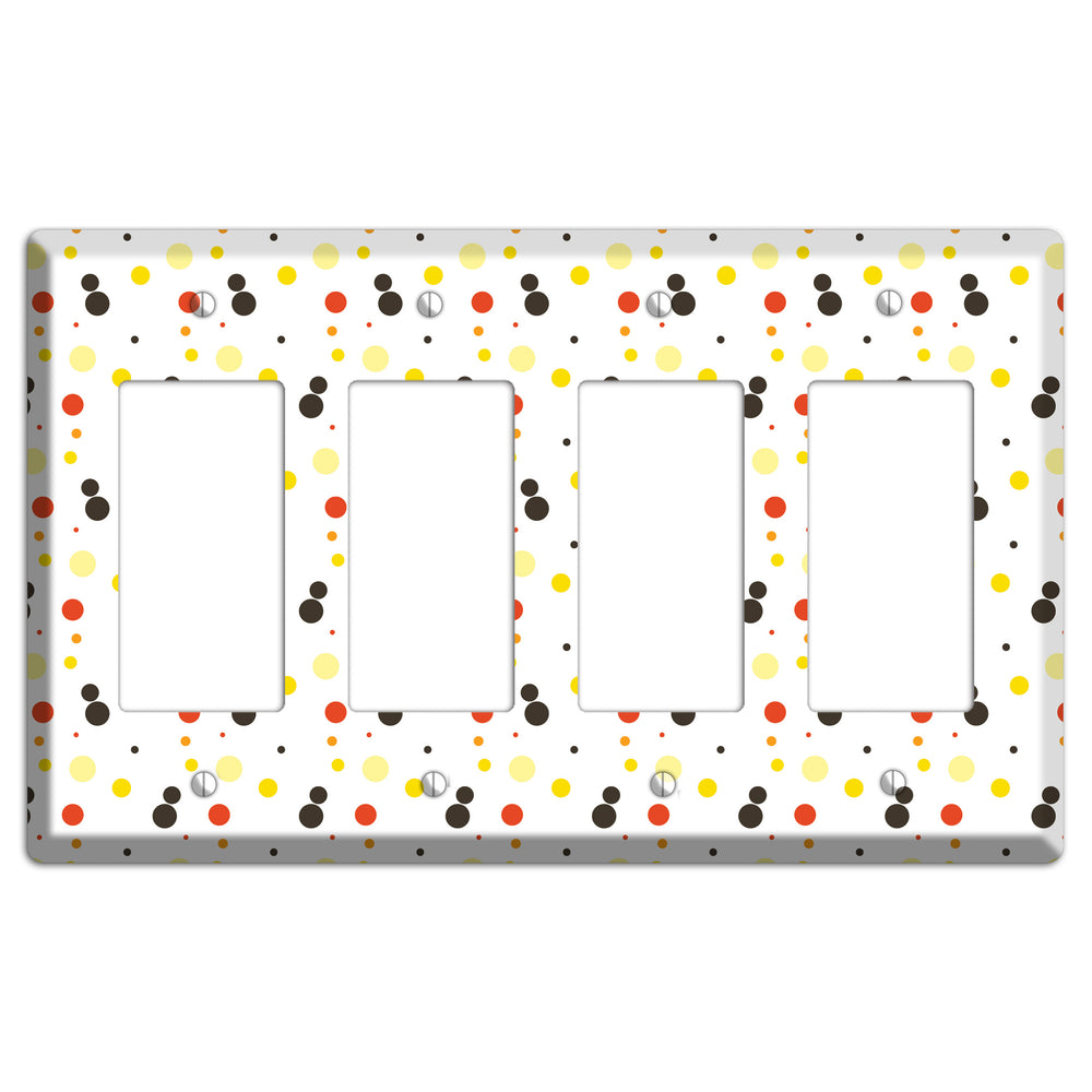 White With Black Maroon Olive Tiny Dots 4 Rocker Wallplate