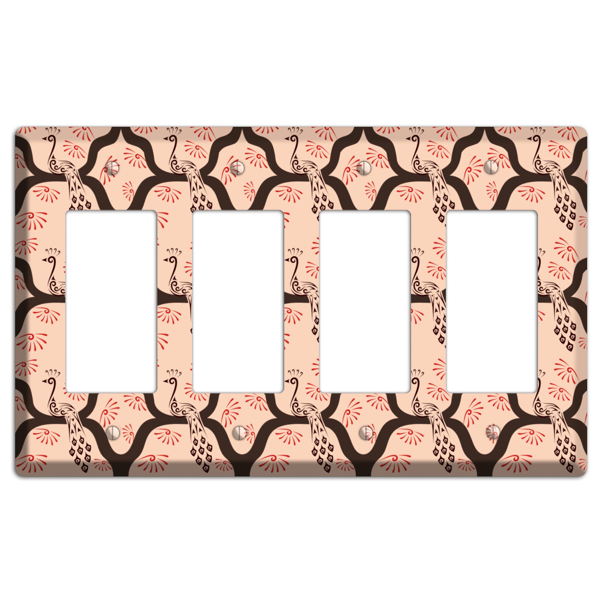 Light Quatrefoil Peacock 4 Rocker Wallplate