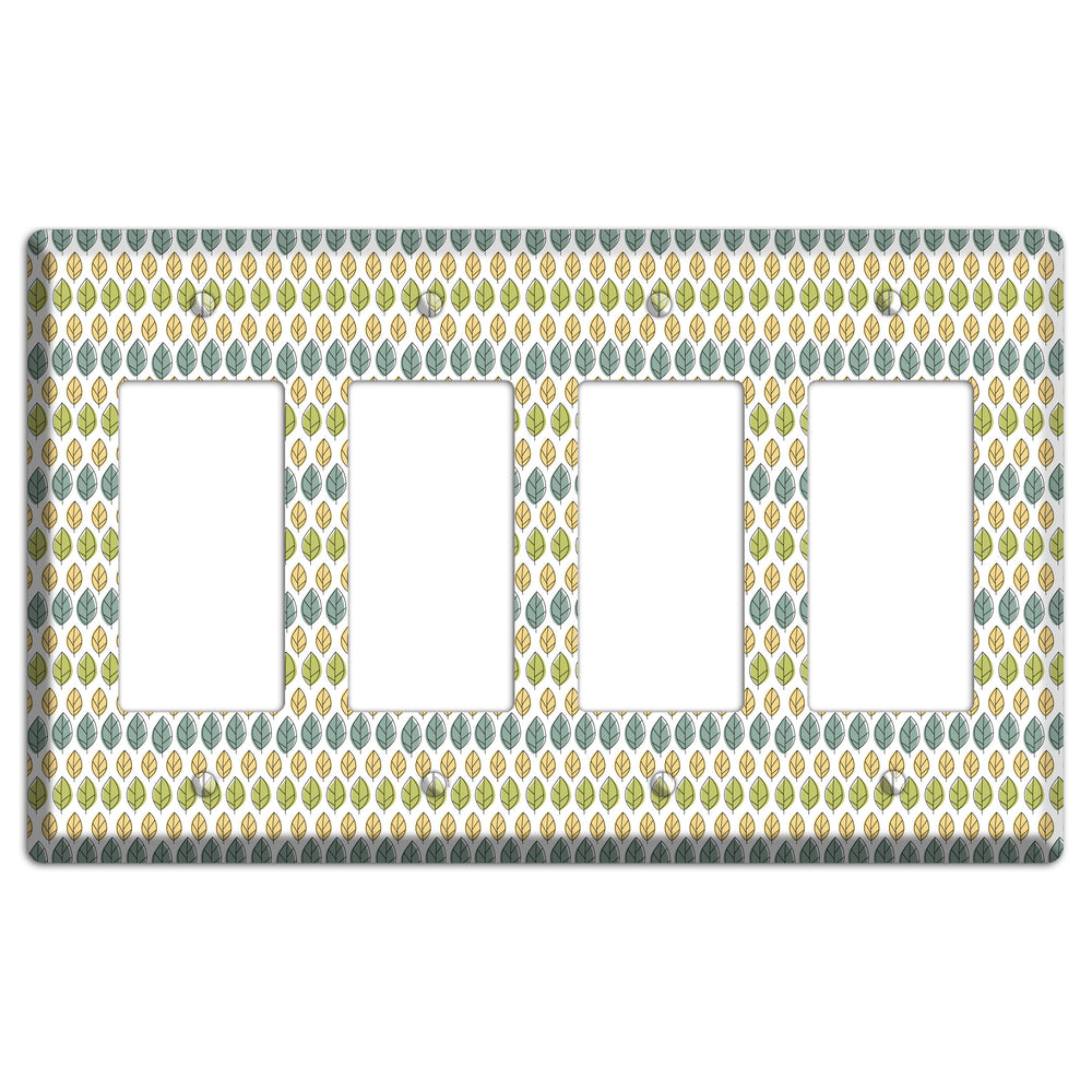 Sage Beige Dusty Blue Leaf Contour 4 Rocker Wallplate