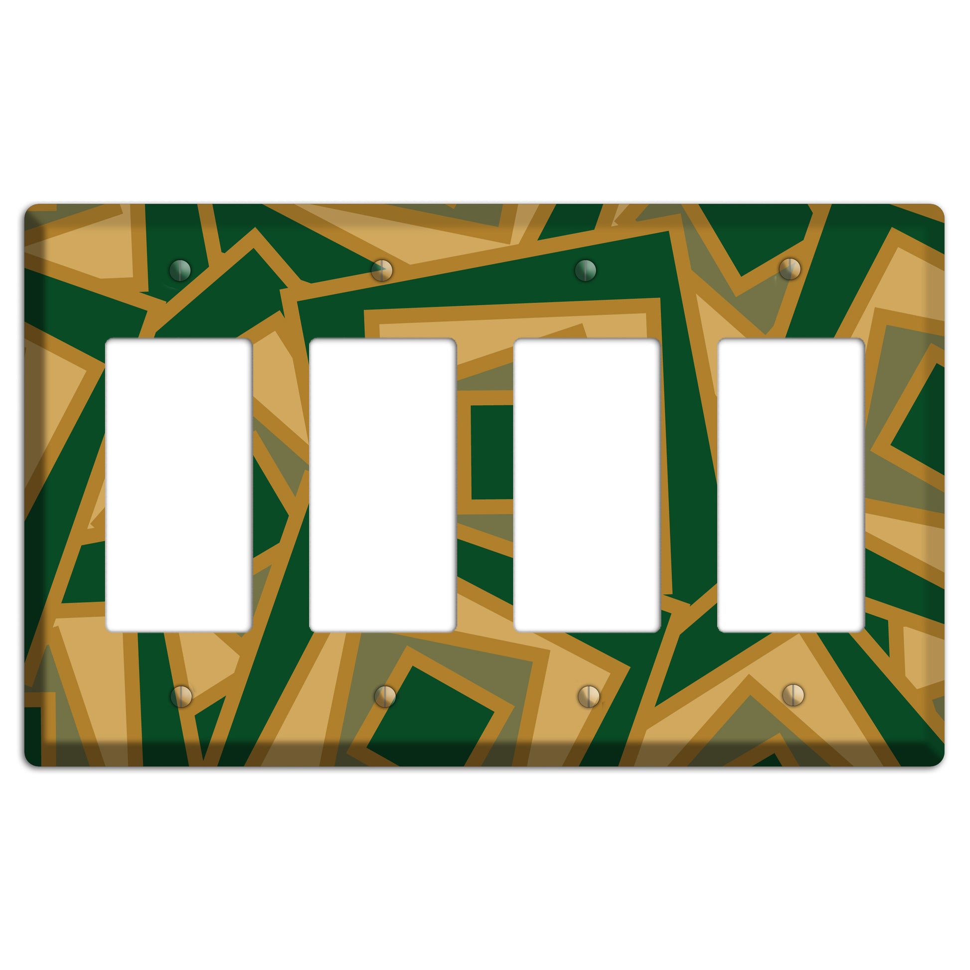 Green and Beige Retro Cubist 4 Rocker Wallplate