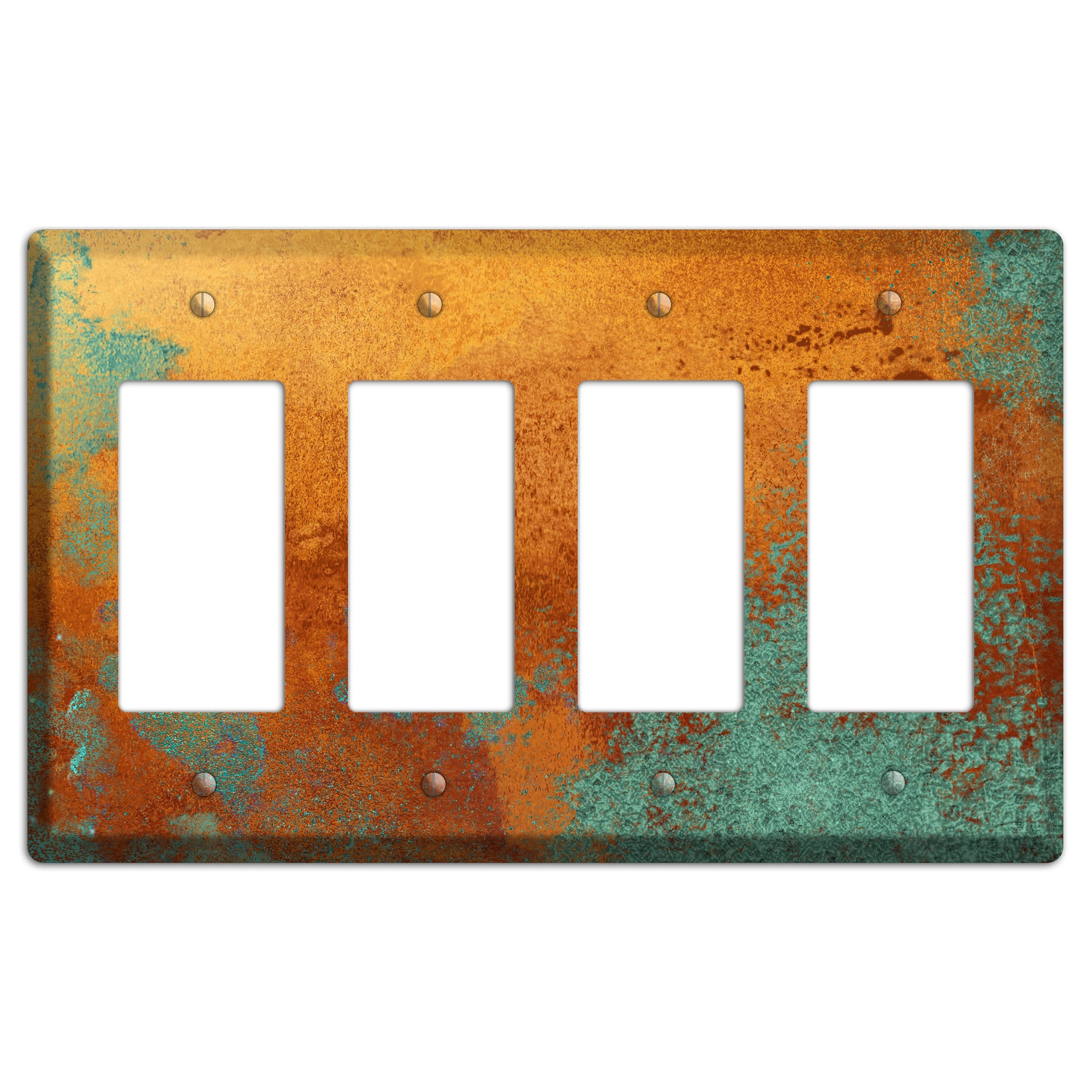 Antique Copper with Green 4 Rocker Wallplate