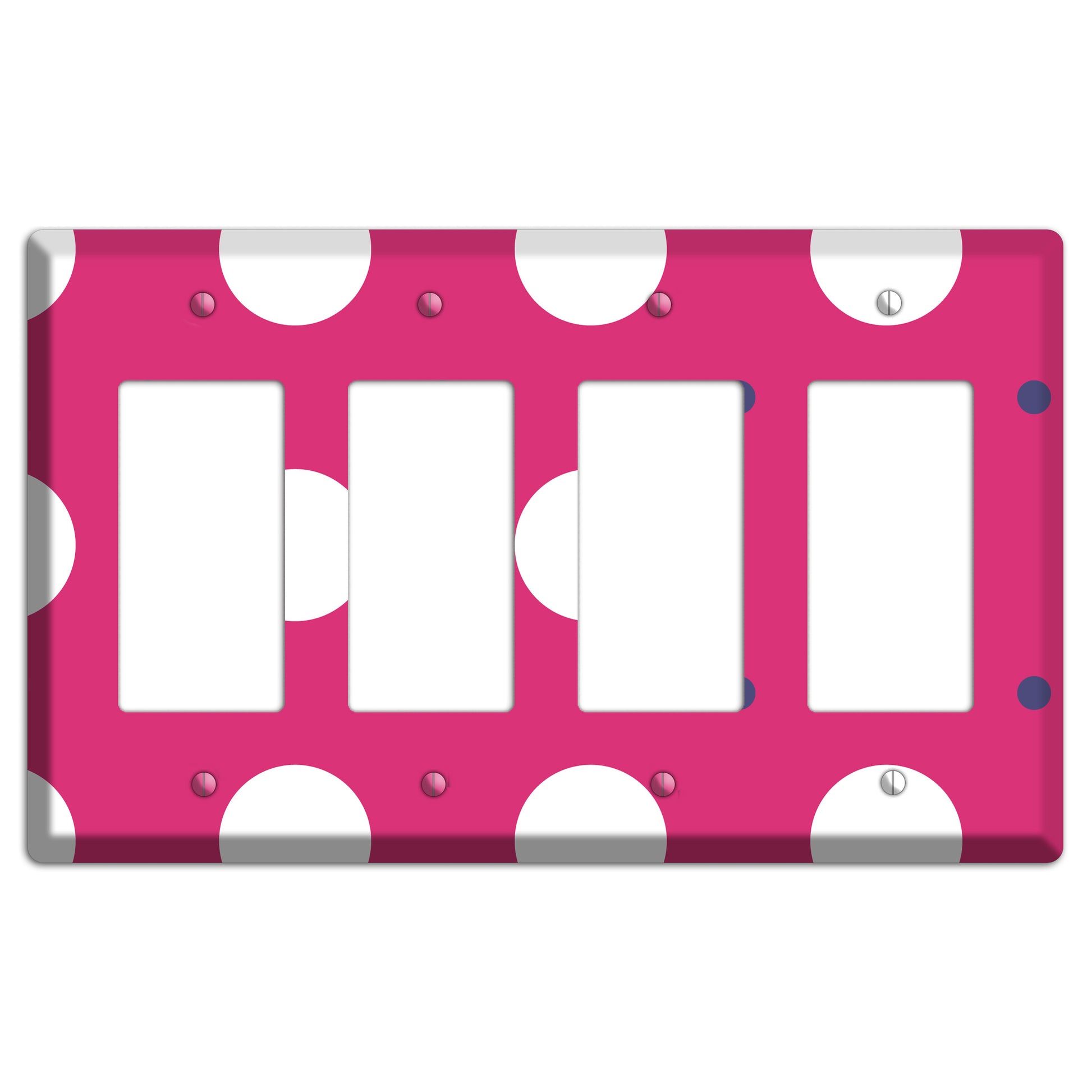 Fuschia with White and Purple Multi Tiled Medium Dots 4 Rocker Wallplate