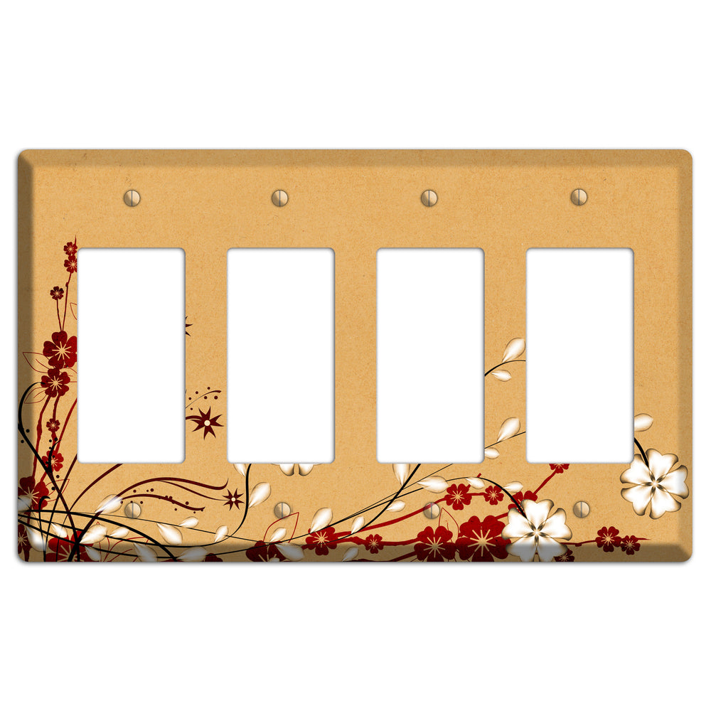 Delicate Red Flowers 4 Rocker Wallplate