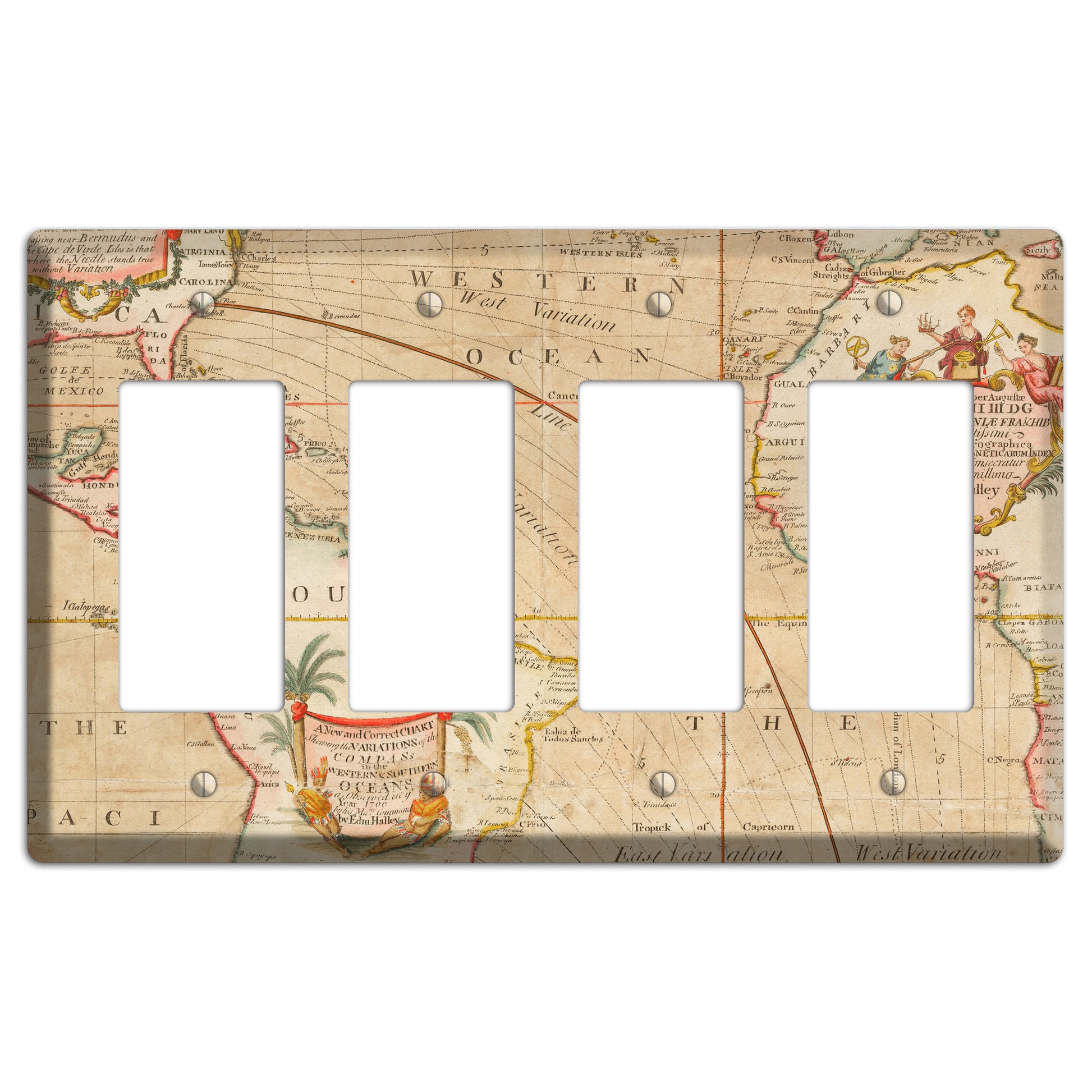 Map of Latin America 4 Rocker Wallplate